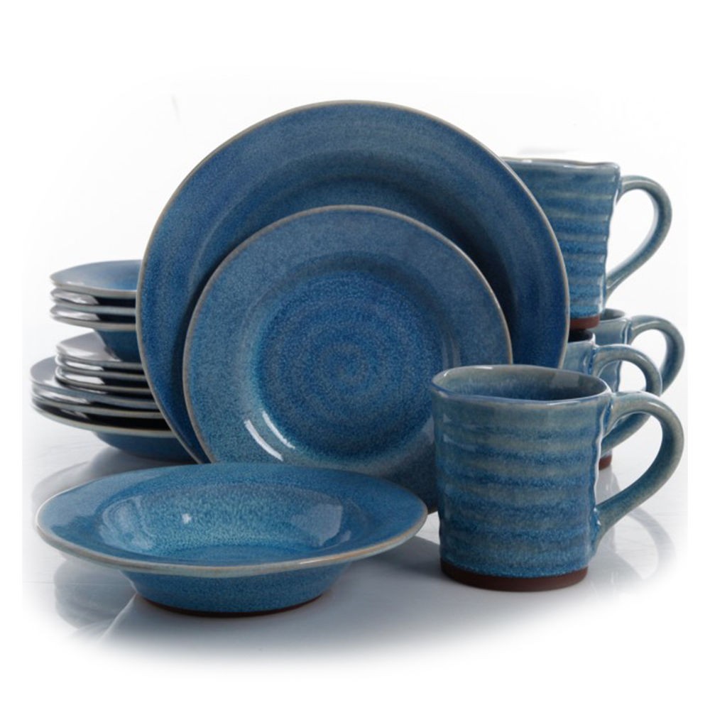 94861.16 Elite Mariani 16 Piece Stoneware Dinnerware Set , Blue