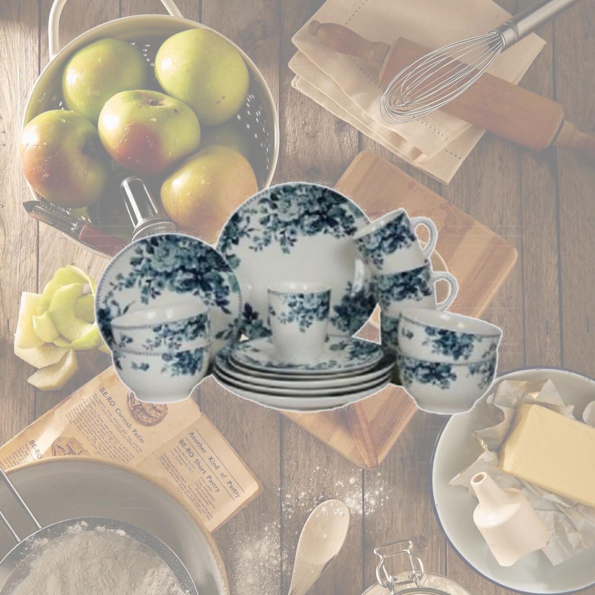 Picture of Elama EL-BLUE-ROSE Traditional Blue Rose 16 Piece Dinnerware Set