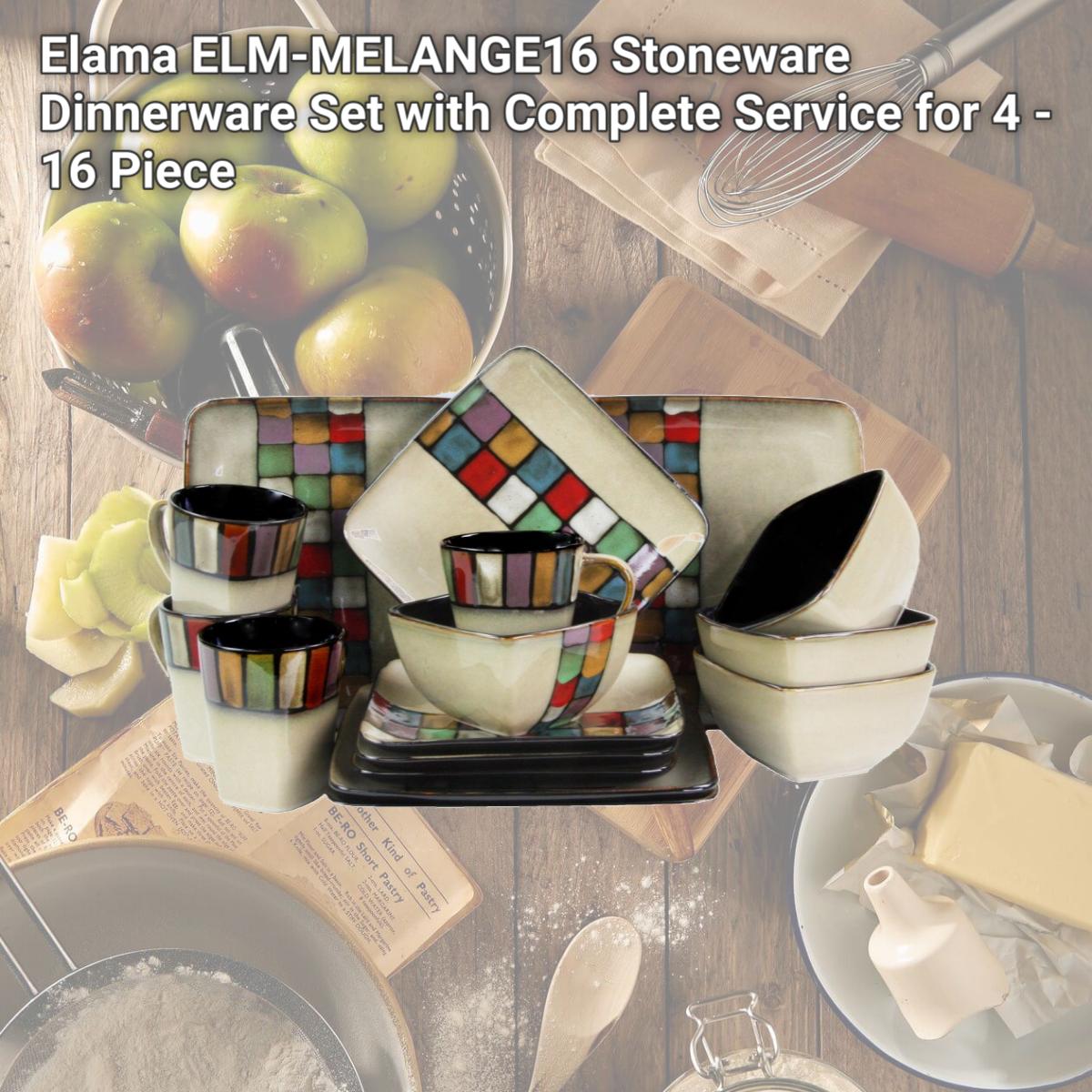 Picture of Elama ELM-MELANGE16 Stoneware Dinnerware Set with Complete Service for 4 - 16 Piece