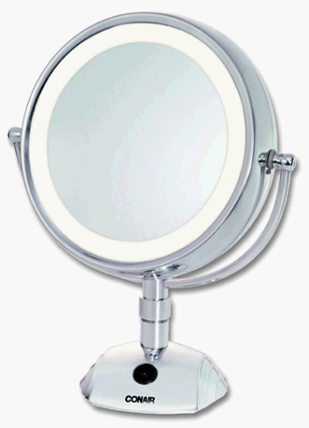 Be6 Lighted 7x Brushed Nickel Wall Mount Fluorescent Hotel Makeup Mirror