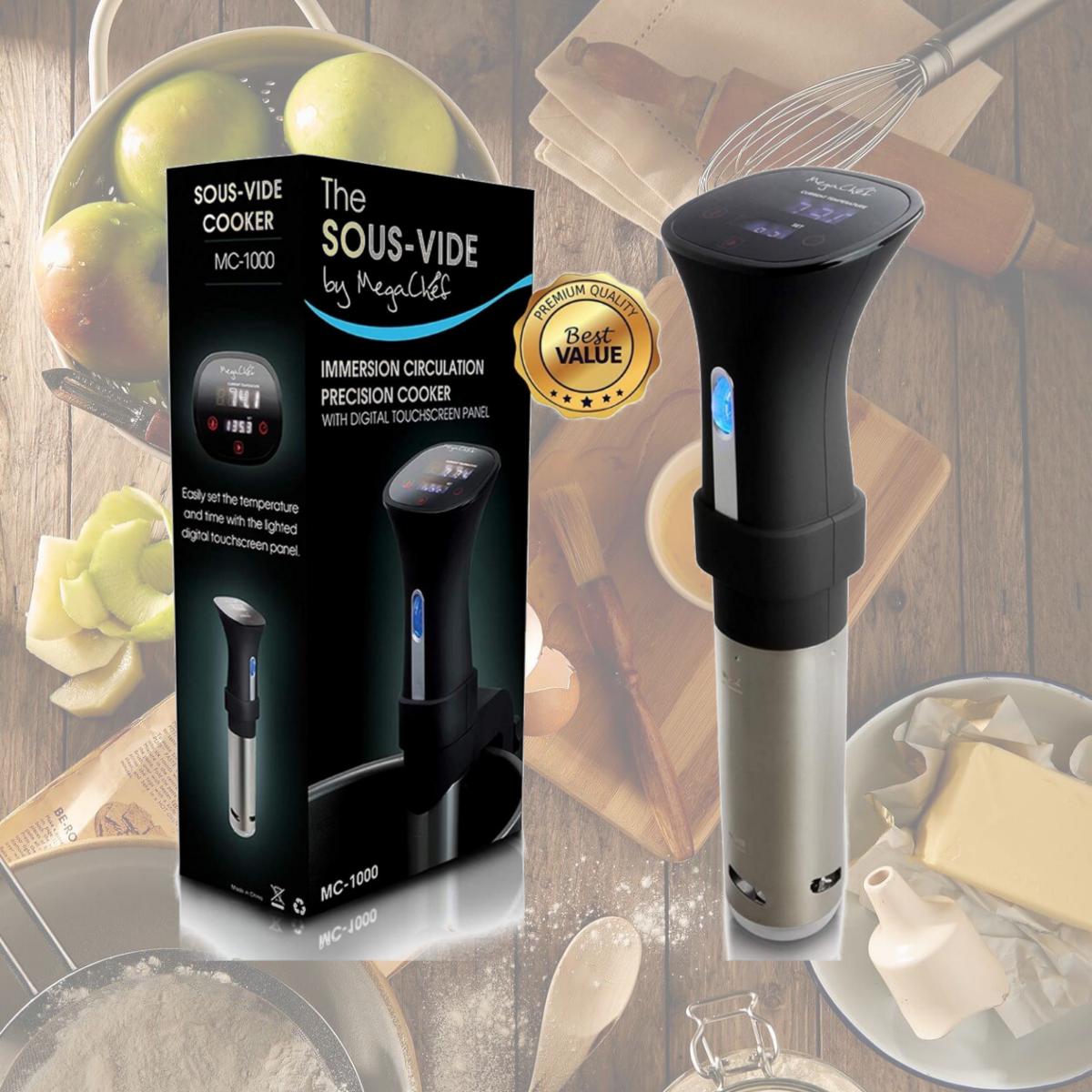 Picture of Megachef MC-1000 Immersion Circulation Precision Sous-Vide Cooker with Digital Touchscreen Display - Black & Silver