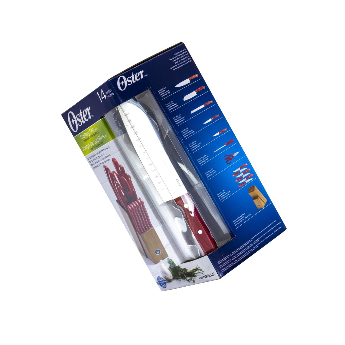 Picture of Oster 81011.14 Stainless Steel Cutlery Set with Red Handles - 14 Piece