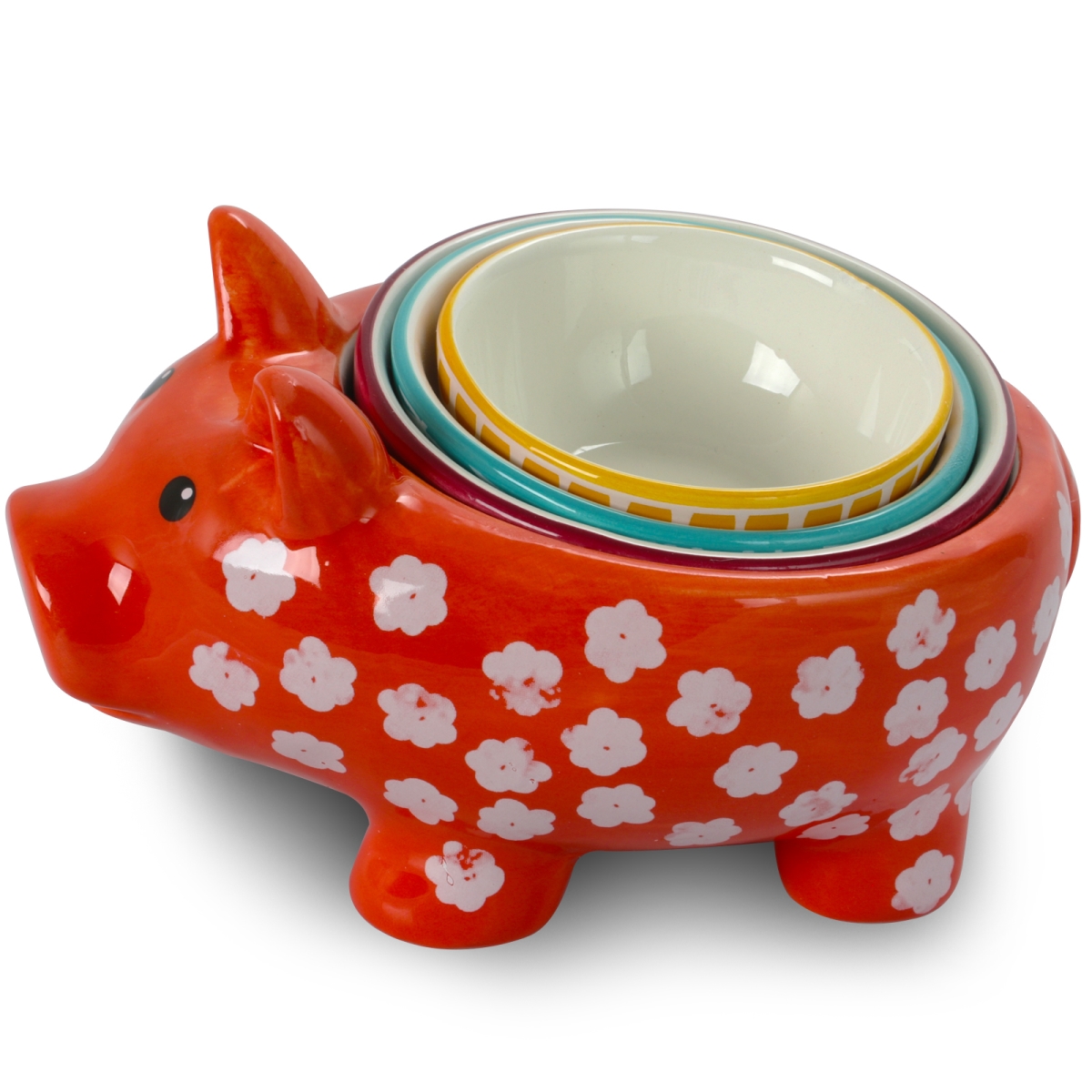 122871.04 Life On The Farm Durastone Figural Pig Measuring Cup Set In Assorted Color - 4 Piece