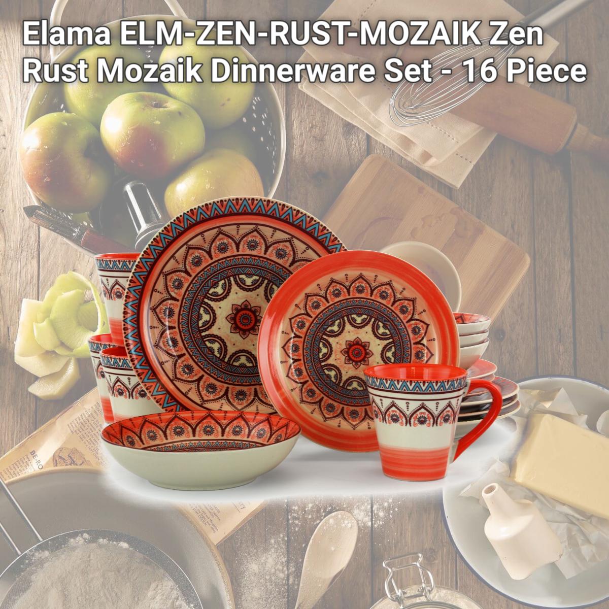 Picture of Elama ELM-ZEN-RUST-MOZAIK Zen Rust Mozaik Dinnerware Set - 16 Piece