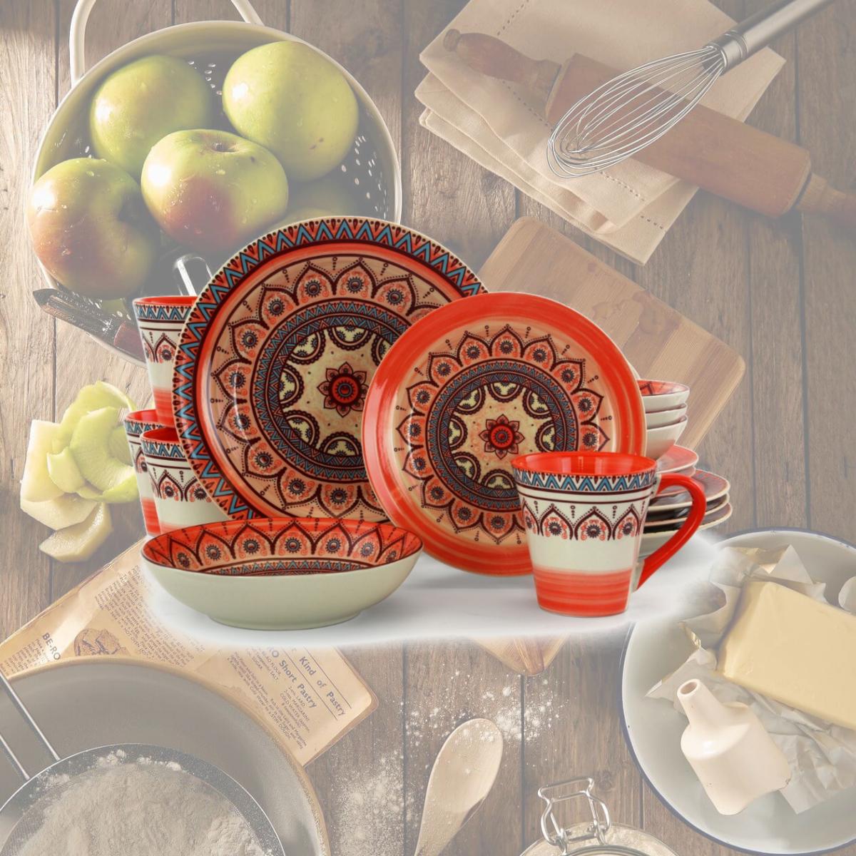 Picture of Elama ELM-ZEN-RUST-MOZAIK Zen Rust Mozaik Dinnerware Set - 16 Piece