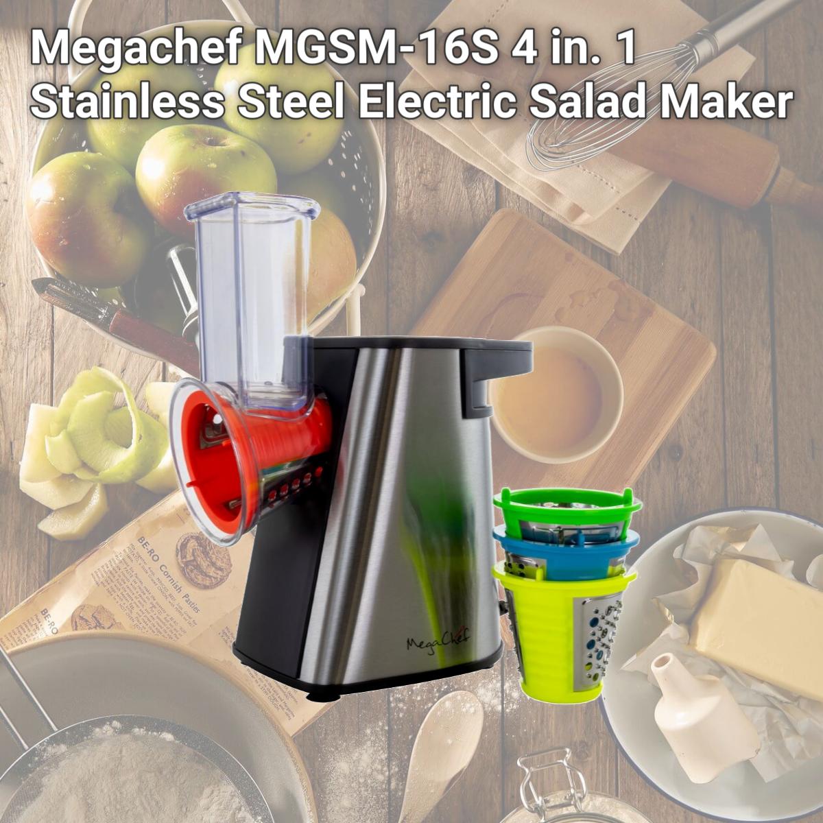 Picture of Megachef MGSM-16S 4 in. 1 Stainless Steel Electric Salad Maker