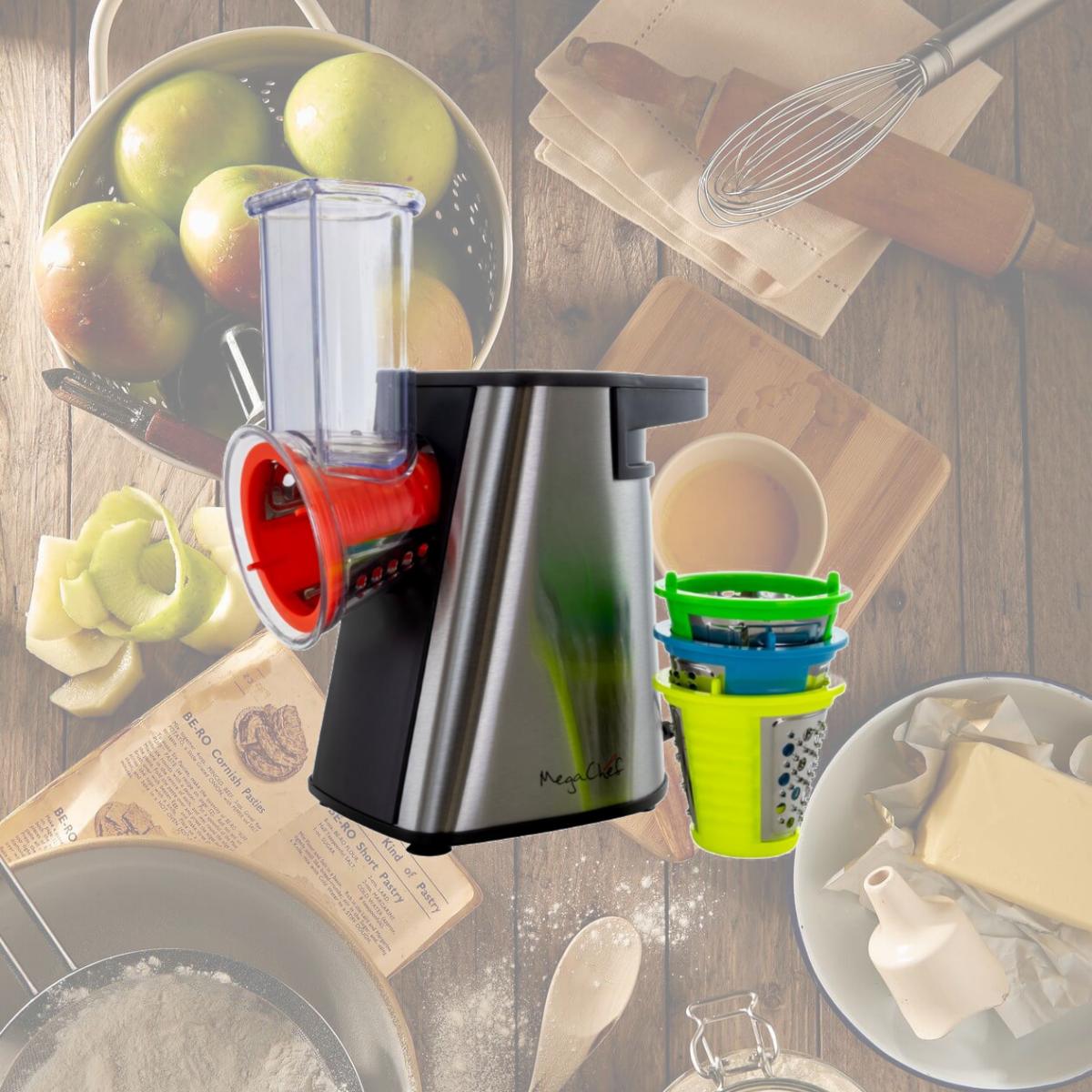 Picture of Megachef MGSM-16S 4 in. 1 Stainless Steel Electric Salad Maker