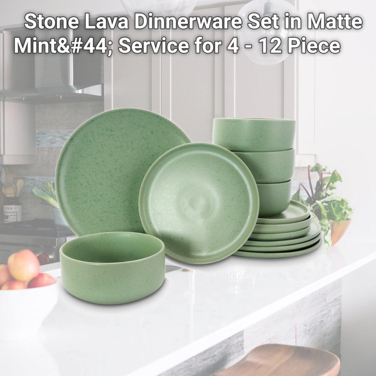 Picture of Gibson 120945.12 Stone Lava Dinnerware Set in Matte Mint&#44; Service for 4 - 12 Piece