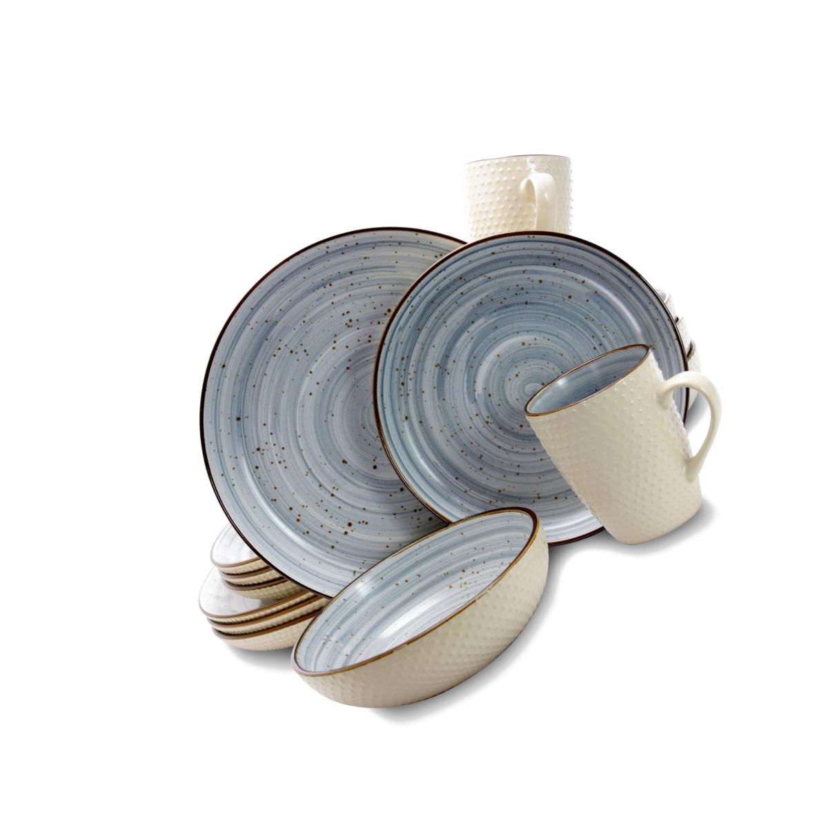 Picture of Elama EL-MELLOWBLUE Mellow Dinnerware Set in Powder - Blue - 16 Piece