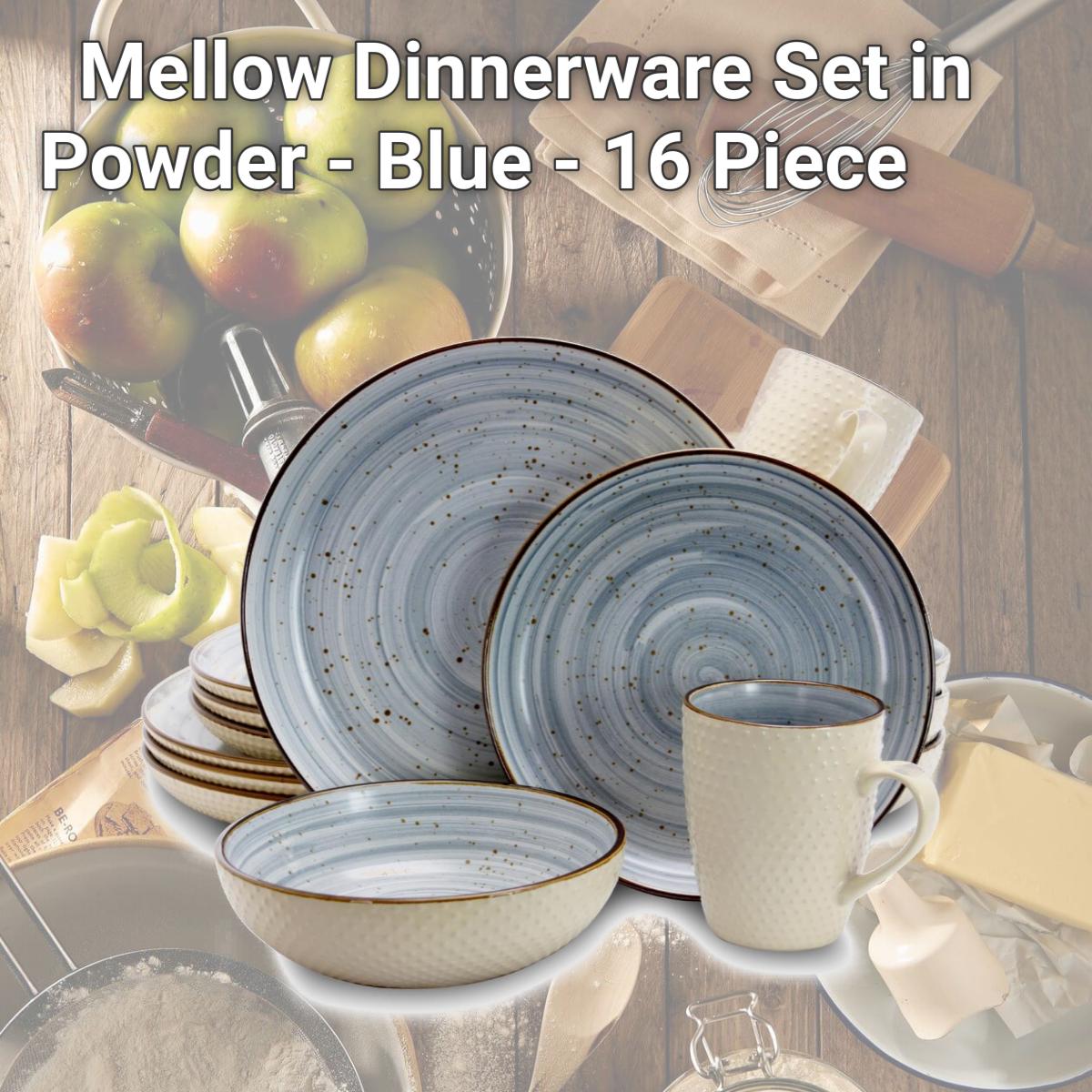 Picture of Elama EL-MELLOWBLUE Mellow Dinnerware Set in Powder - Blue - 16 Piece