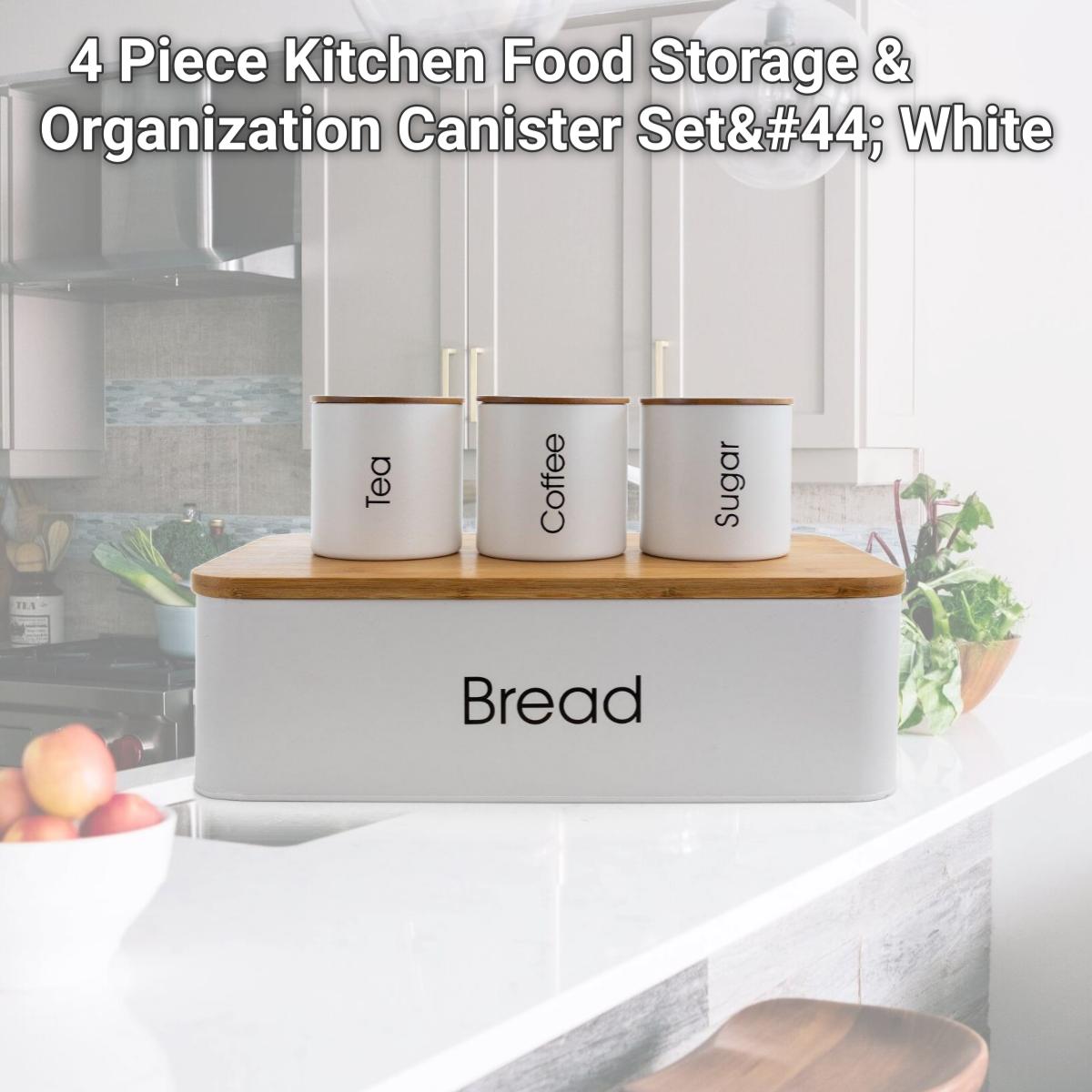 Picture of Megachef MG-318 4 Piece Kitchen Food Storage & Organization Canister Set, White
