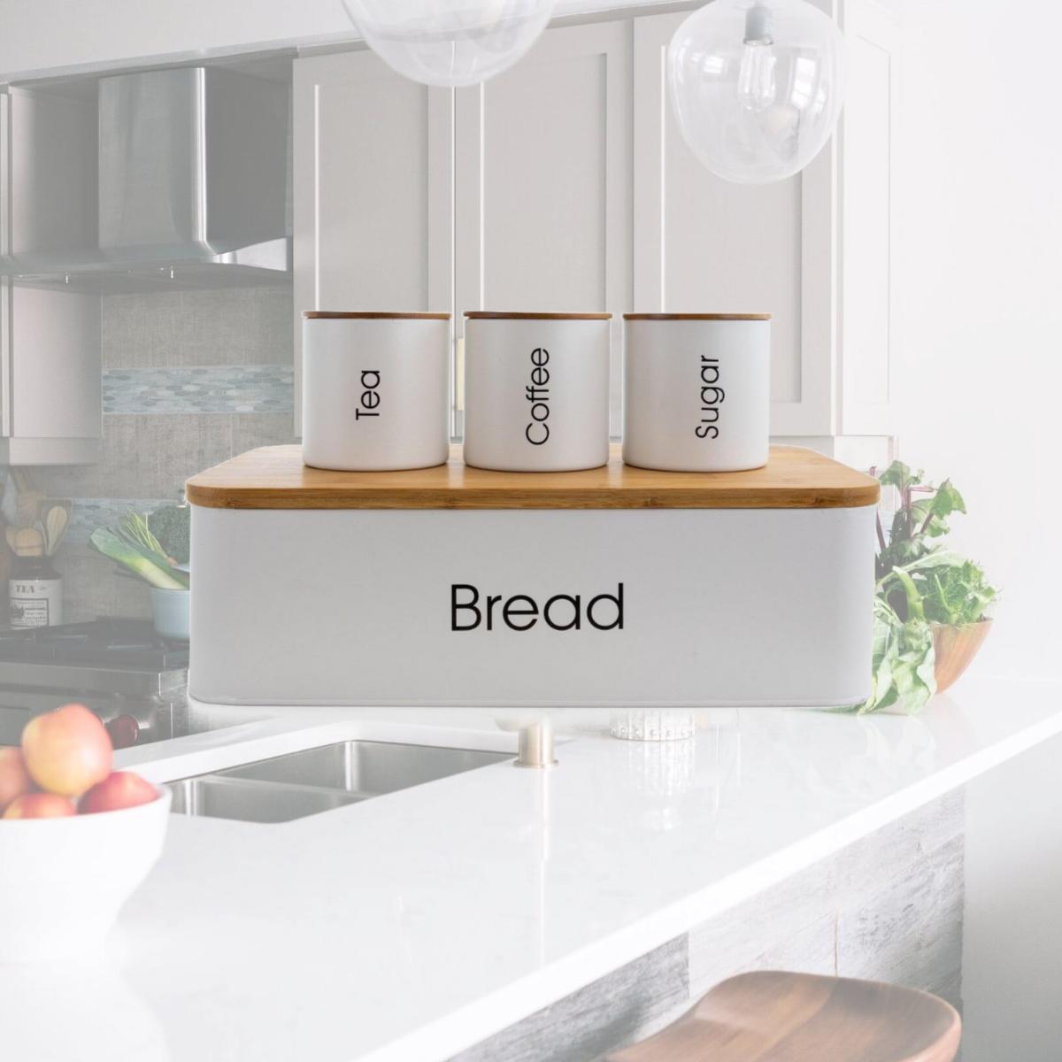 Picture of Megachef MG-318 4 Piece Kitchen Food Storage & Organization Canister Set, White