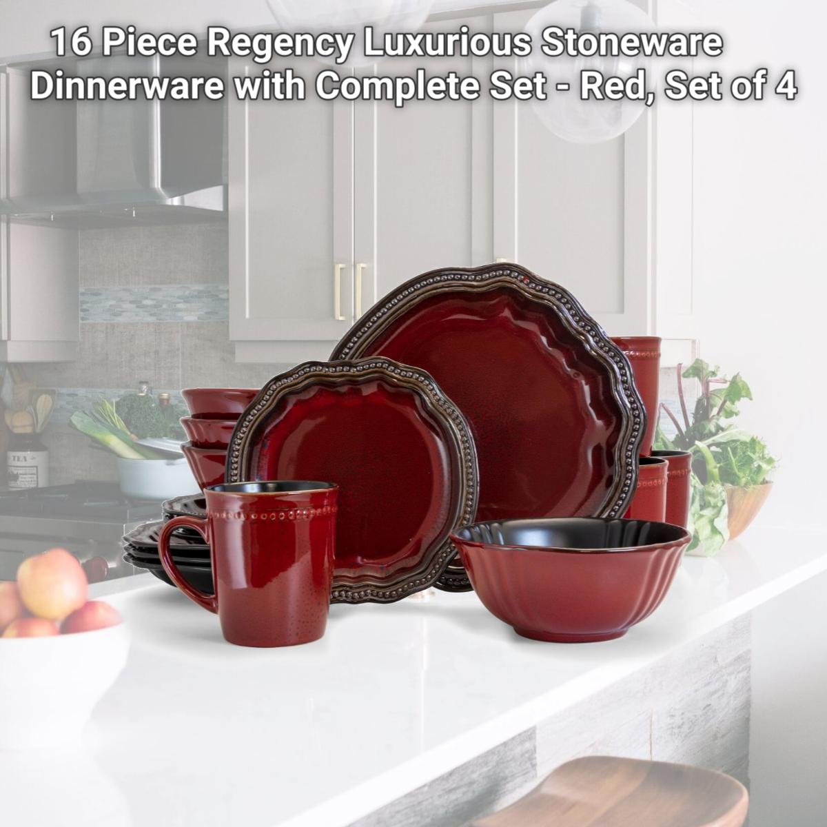 Picture of Elama EL-REGENCY16 16 Piece Regency Luxurious Stoneware Dinnerware with Complete Set - Red, Set of 4