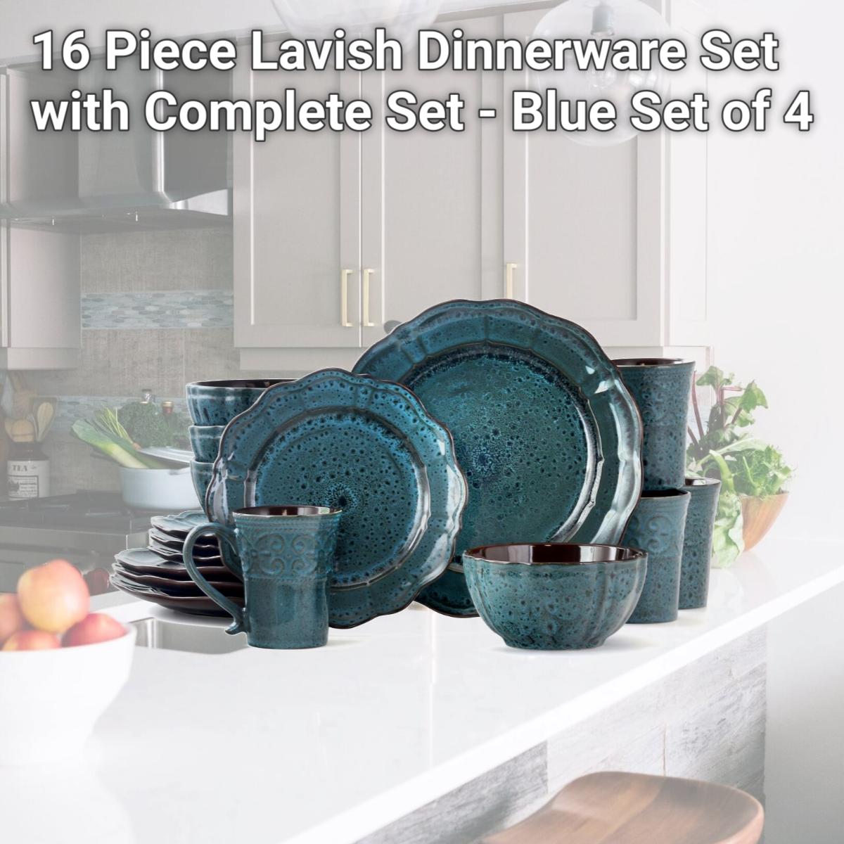 Picture of Elama EL-LAVISHBLUE16 16 Piece Dinnerware set with Complete Setting for 4