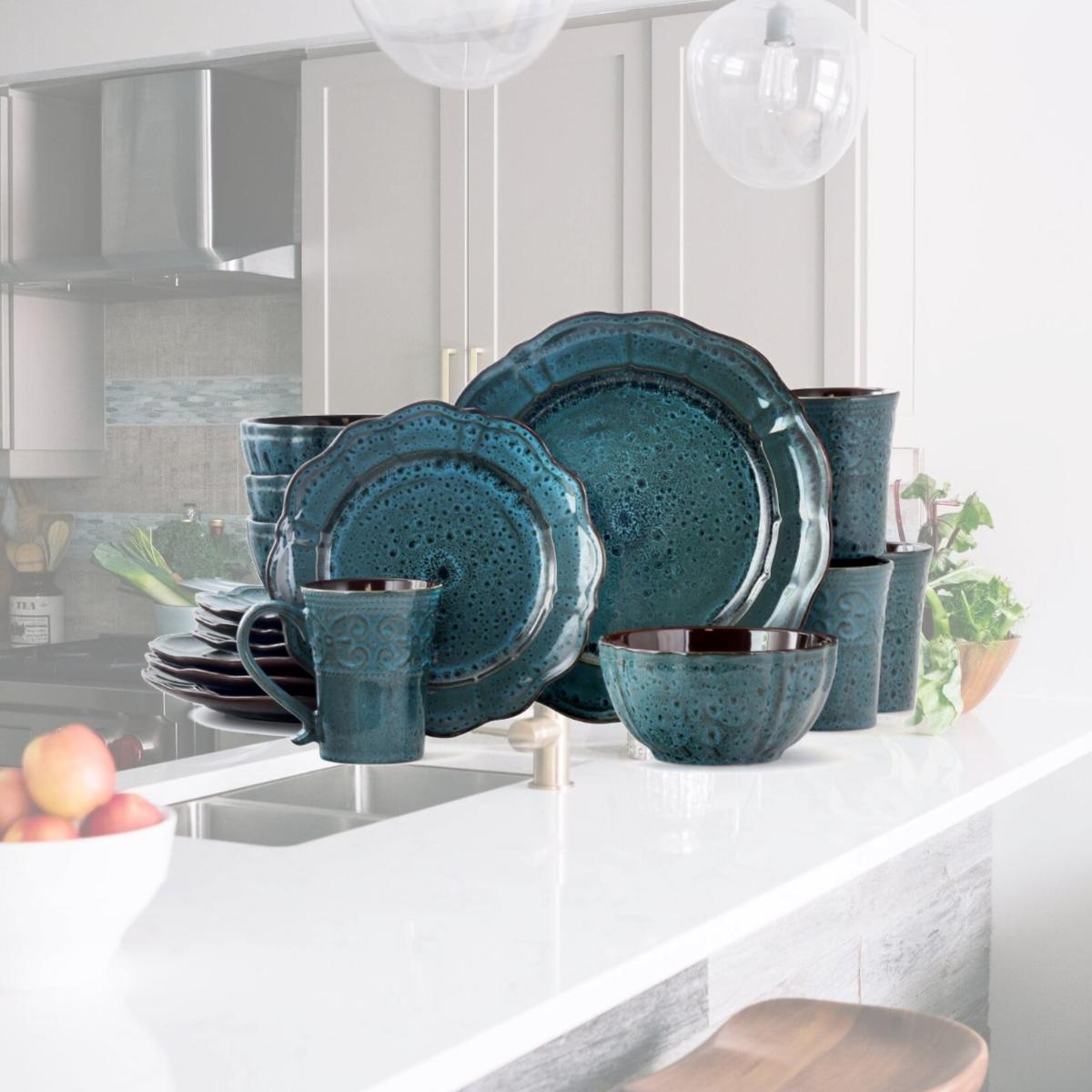 Picture of Elama EL-LAVISHBLUE16 16 Piece Dinnerware set with Complete Setting for 4