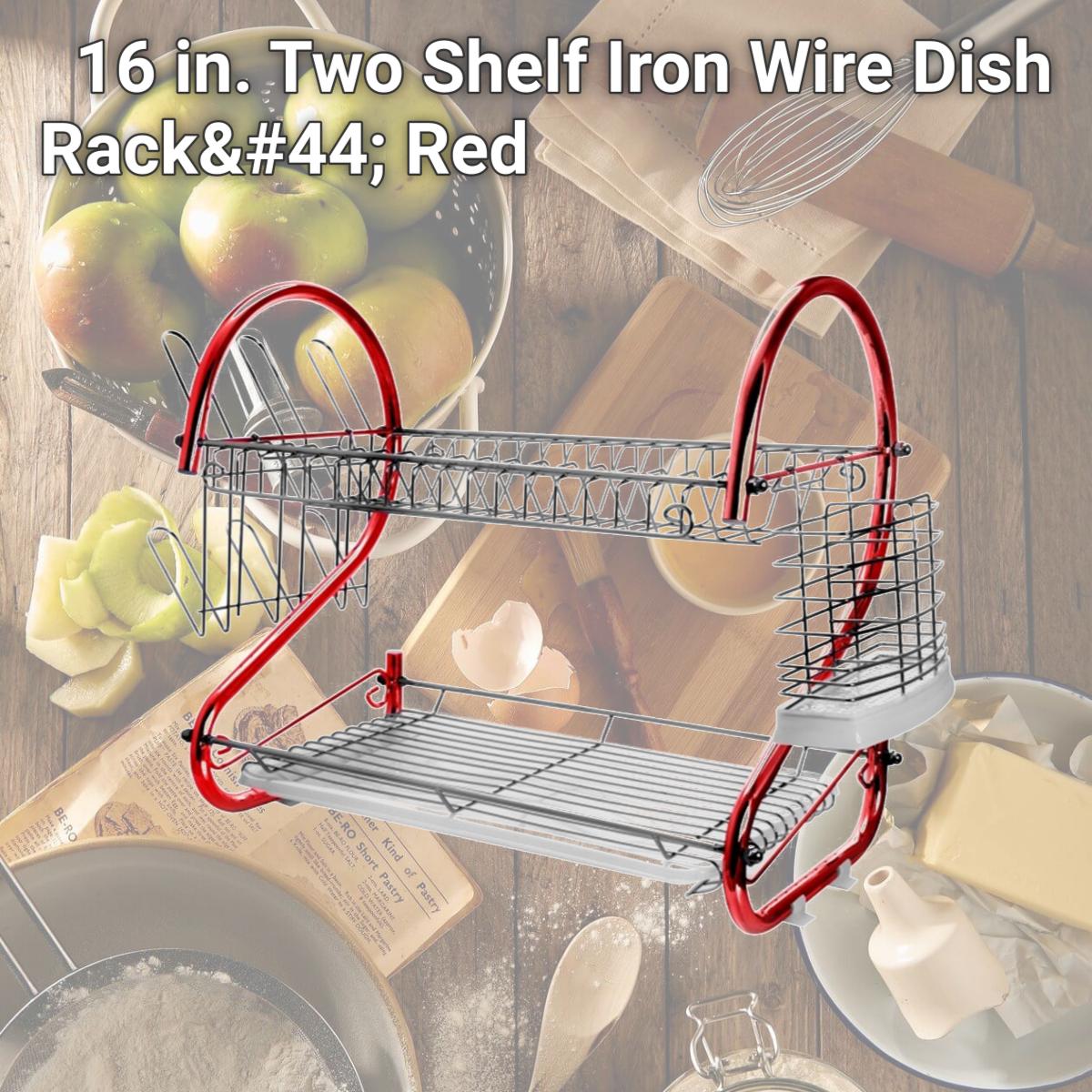 Picture of Megachef DR-116R 16 in. Two Shelf Iron Wire Dish Rack, Red