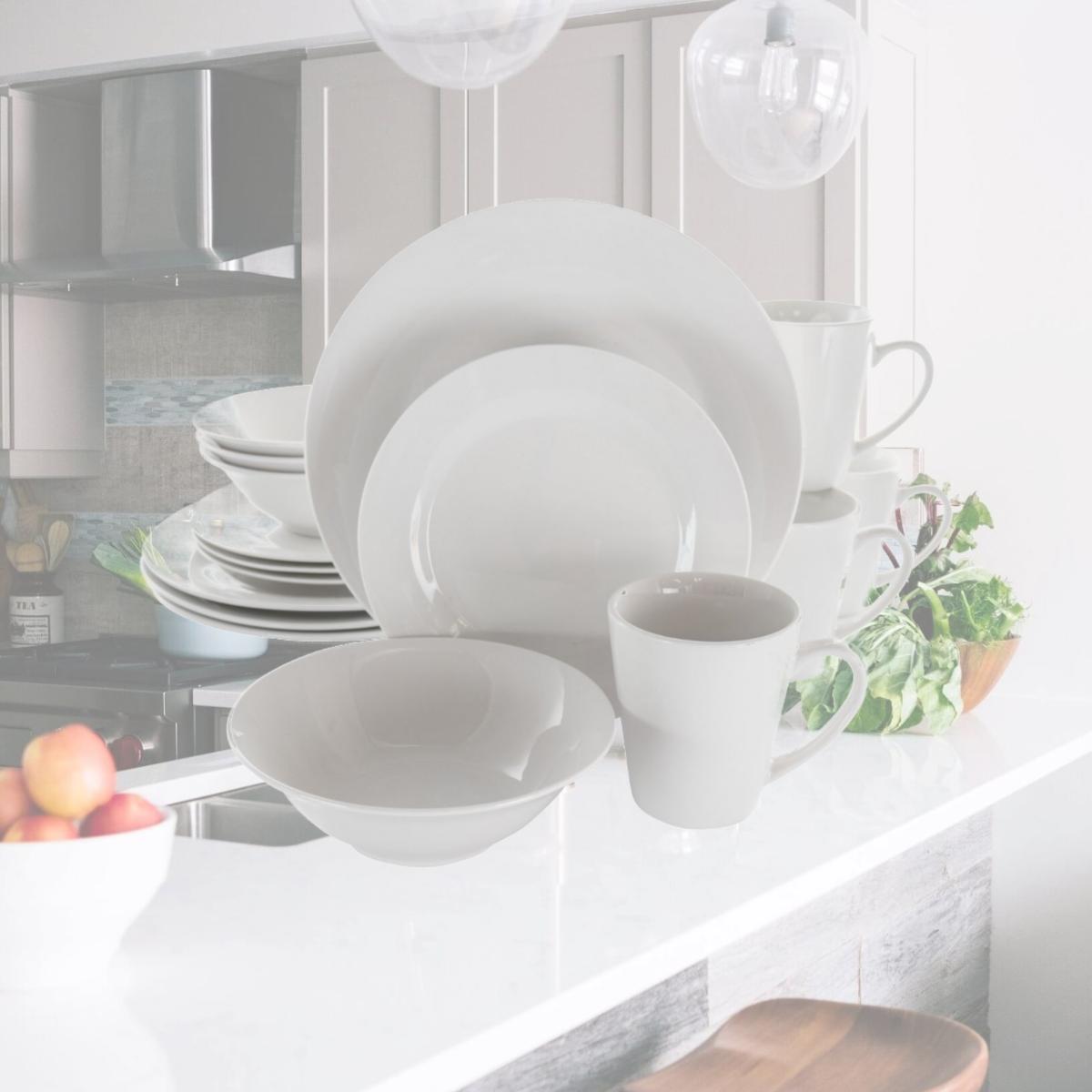Picture of Elama EL-MARSHALL 16 Piece Marshall Porcelain Dinnerware Set, White