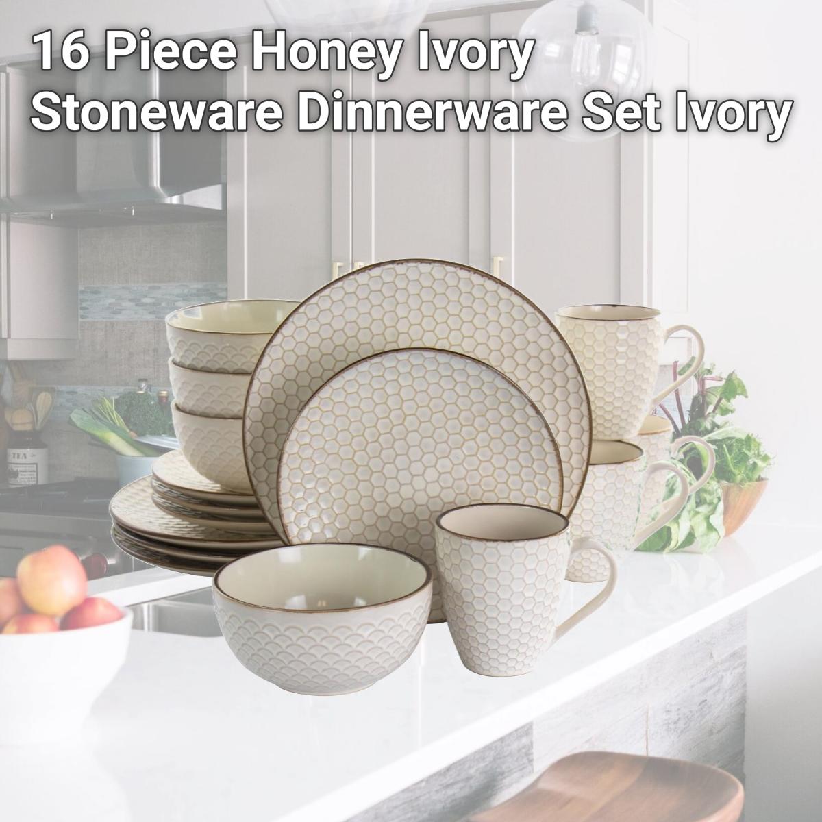Picture of Elama EL-HONEYIVORY 16 Piece Honey Ivory Stoneware Dinnerware Set, Ivory
