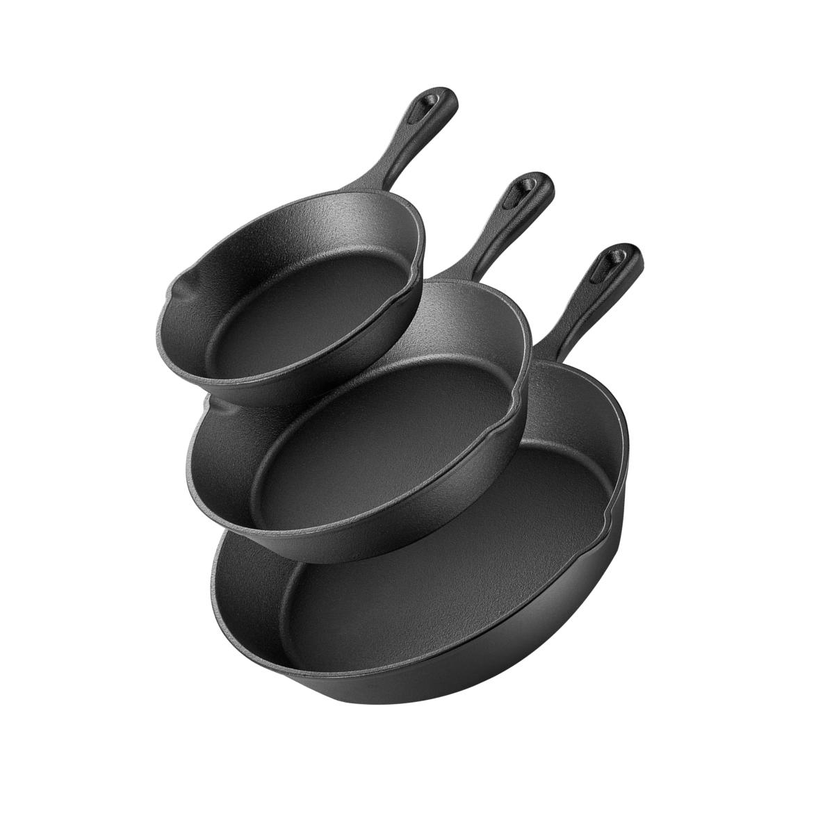 Picture of Megachef MCCI-455 3 Piece Pre-Seasoned Cast Iron Skillet Set