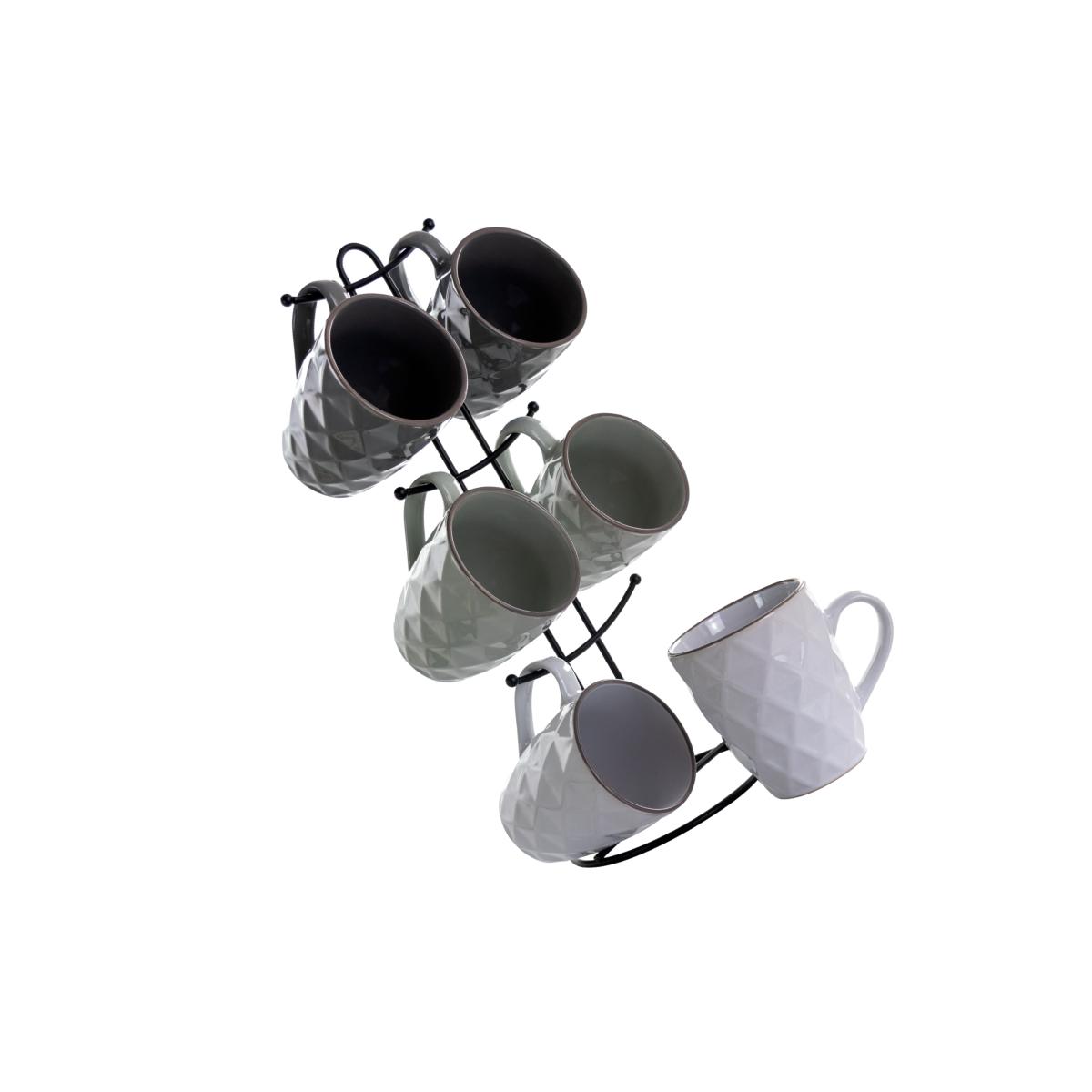 Picture of Elama EL-DIAMONDWAVES 12 oz Diamond Waves Mug Set with Stand, Assorted Color - 6 Piece