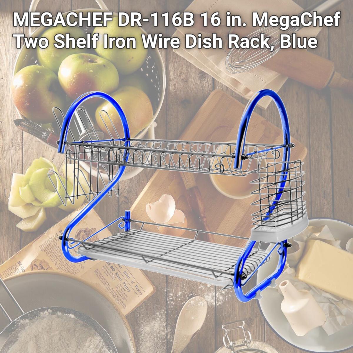 Picture of MEGACHEF DR-116B 16 in. MegaChef Two Shelf Iron Wire Dish Rack, Blue