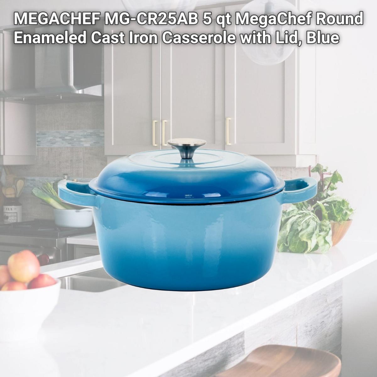 Picture of MEGACHEF MG-CR25AB 5 qt MegaChef Round Enameled Cast Iron Casserole with Lid, Blue