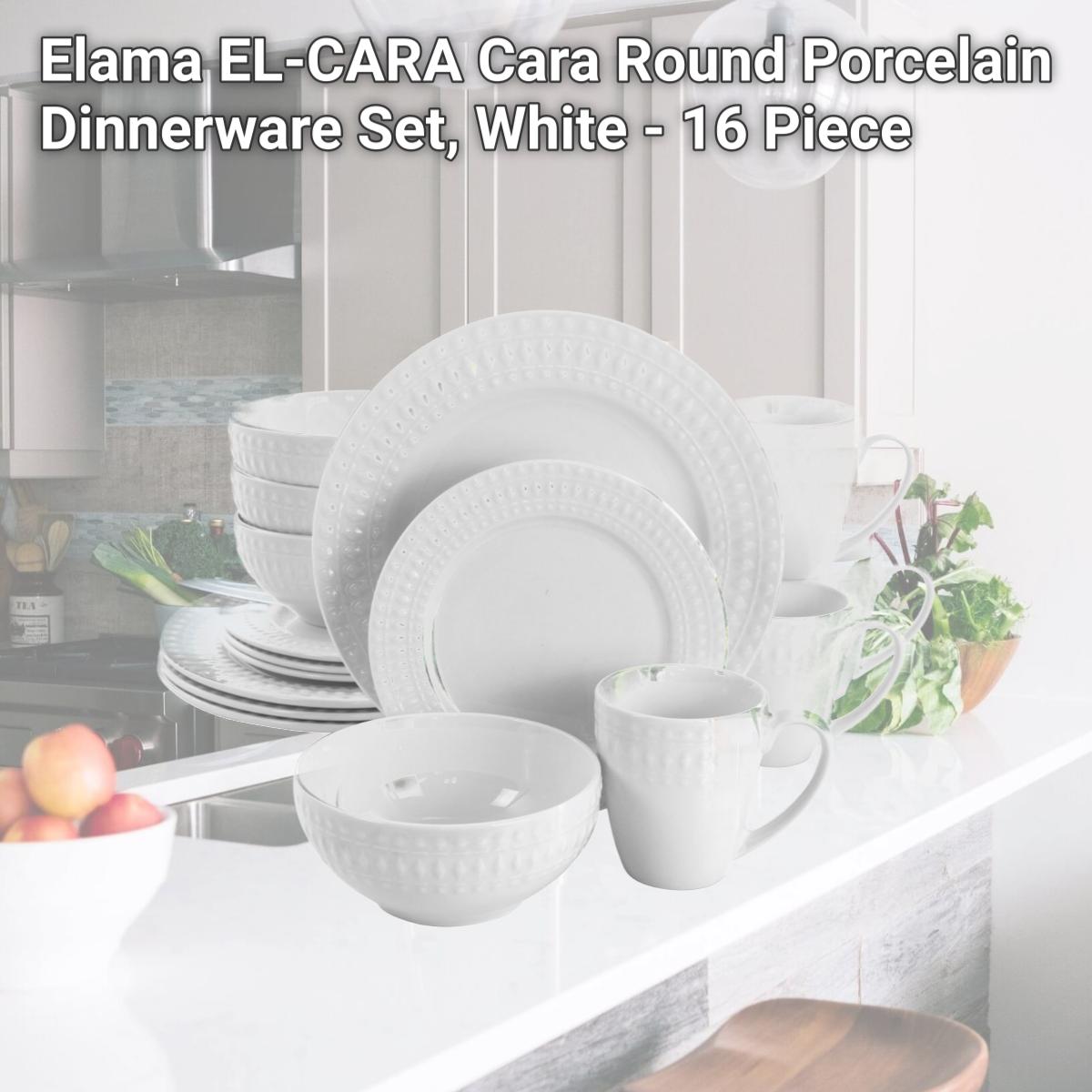 Picture of Elama EL-CARA Cara Round Porcelain Dinnerware Set, White - 16 Piece