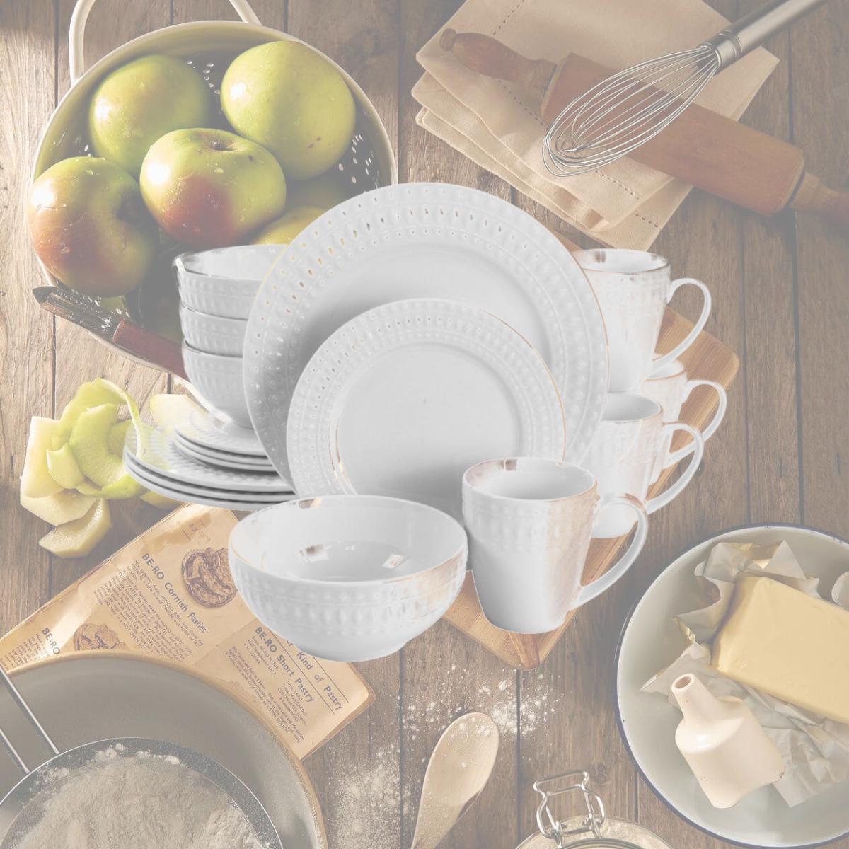 Picture of Elama EL-CARA Cara Round Porcelain Dinnerware Set, White - 16 Piece