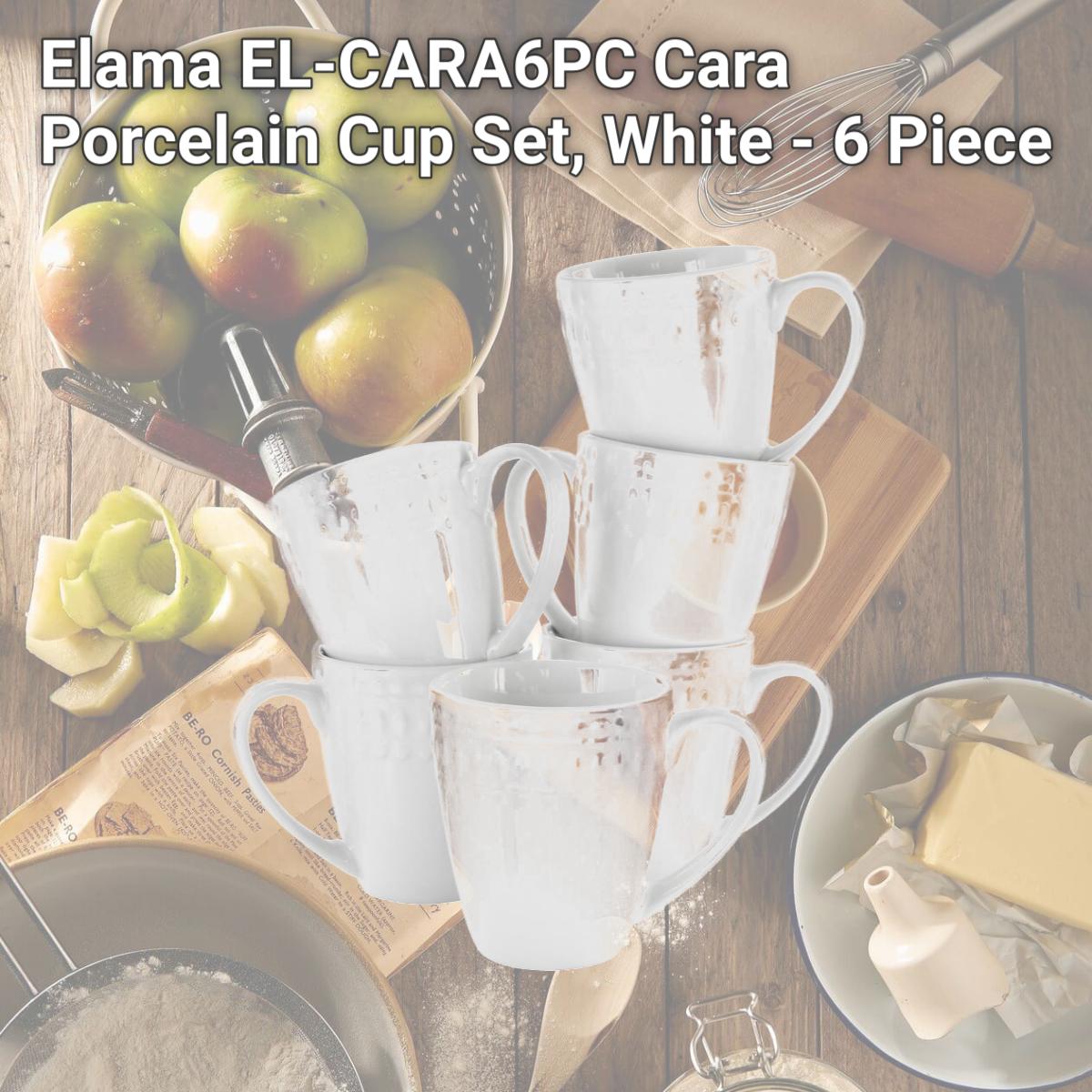 Picture of Elama EL-CARA6PC Cara Porcelain Cup Set, White - 6 Piece