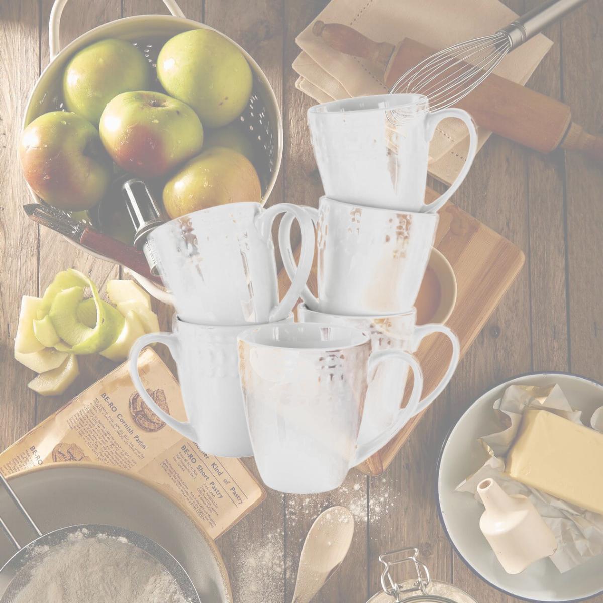 Picture of Elama EL-CARA6PC Cara Porcelain Cup Set, White - 6 Piece