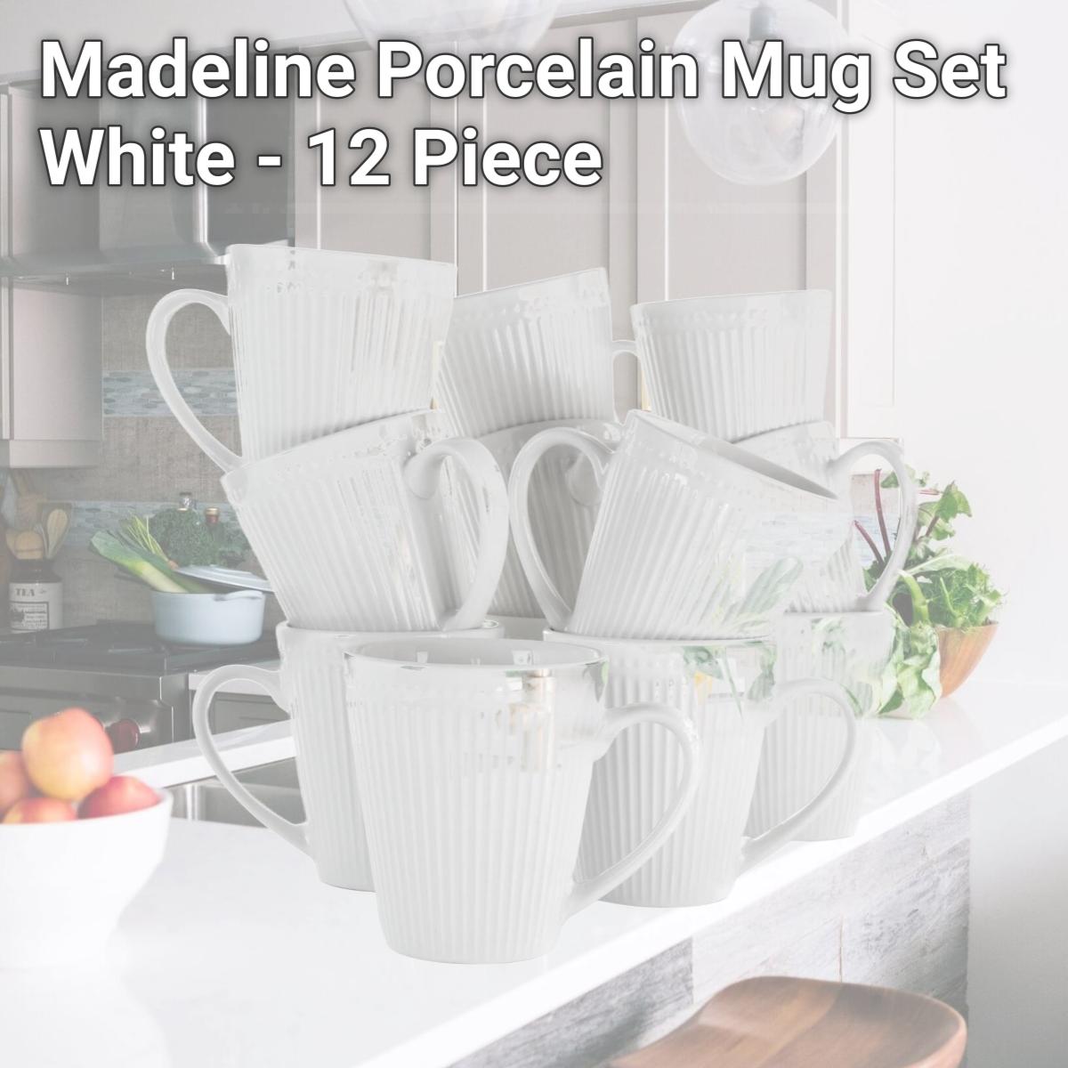 Picture of Elama EL-MADELINE12PC Madeline Porcelain Mug Set, White - 12 Piece