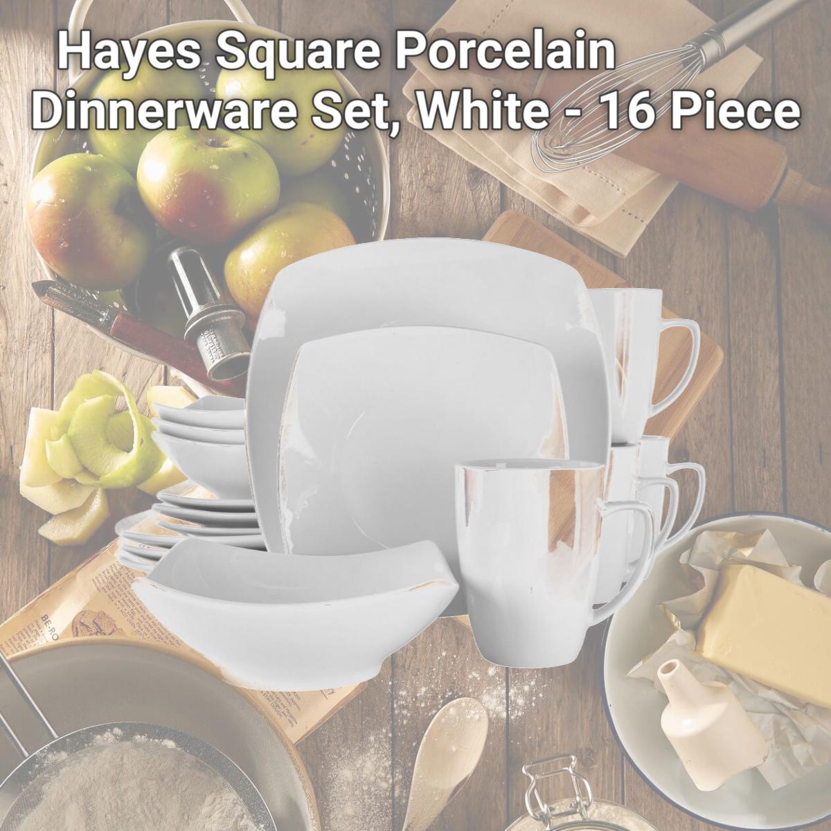 Picture of Elama EL-HAYES Hayes Square Porcelain Dinnerware Set, White - 16 Piece