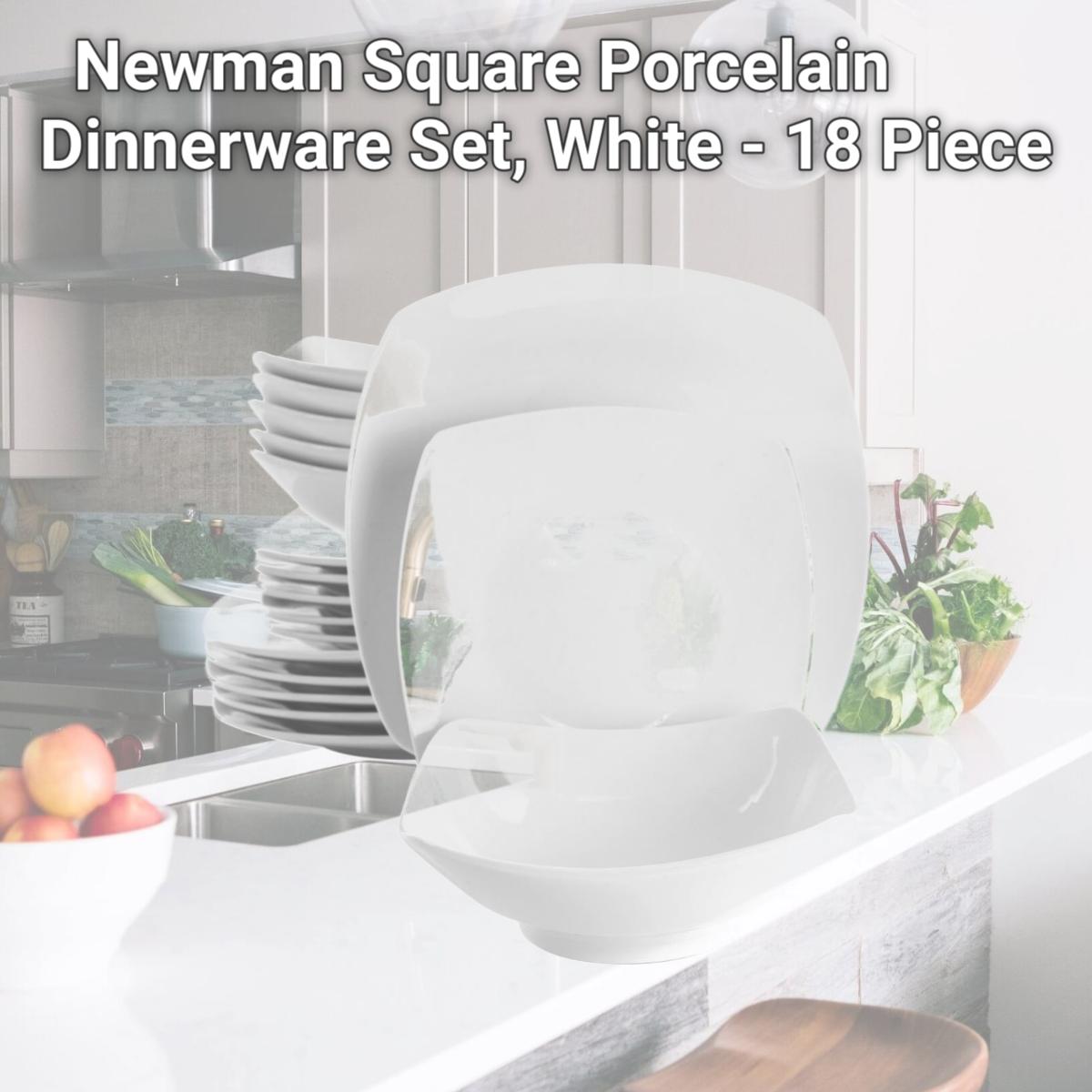 Picture of Elama EL-NEWMAN18 Newman Square Porcelain Dinnerware Set, White - 18 Piece