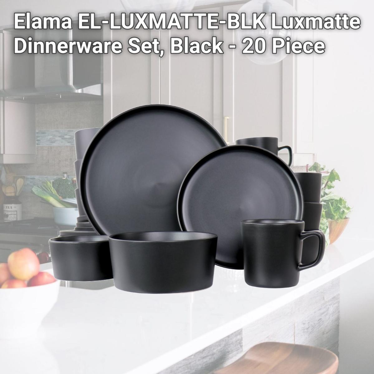 Picture of Elama EL-LUXMATTE-BLK Luxmatte Dinnerware Set, Black - 20 Piece