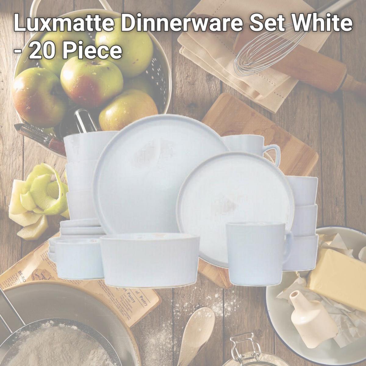Picture of Elama EL-LUXMATTE-WHT Luxmatte Dinnerware Set, White - 20 Piece