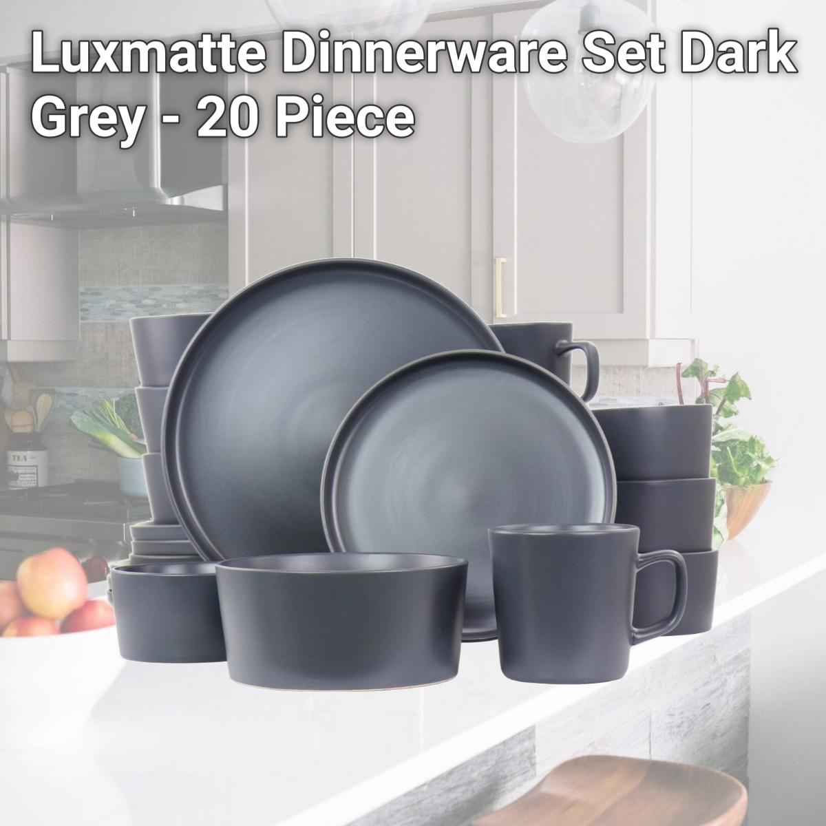 Picture of Elama EL-LUXMATTE-DG Luxmatte Dinnerware Set, Dark Grey - 20 Piece