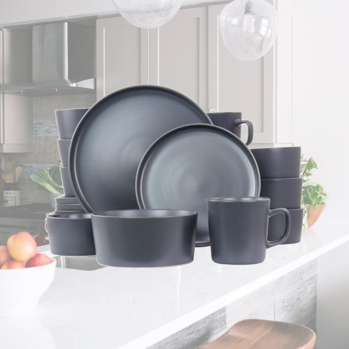 Picture of Elama EL-LUXMATTE-DG Luxmatte Dinnerware Set, Dark Grey - 20 Piece