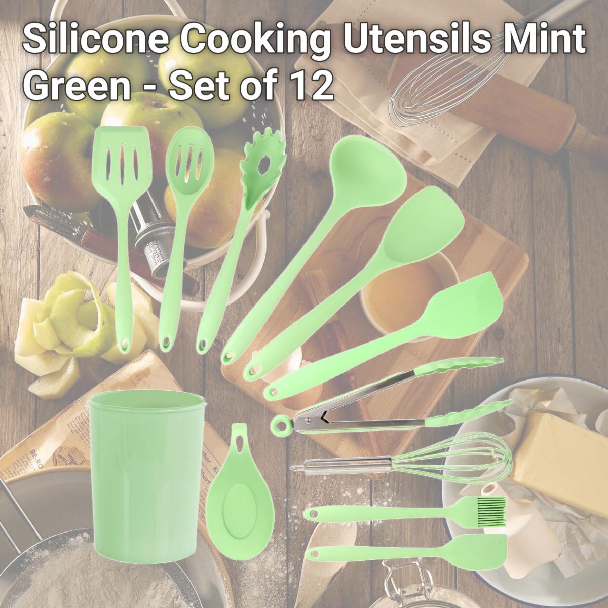 Picture of MegaChef MGSP-815 Silicone Cooking Utensils, Mint Green - Set of 12