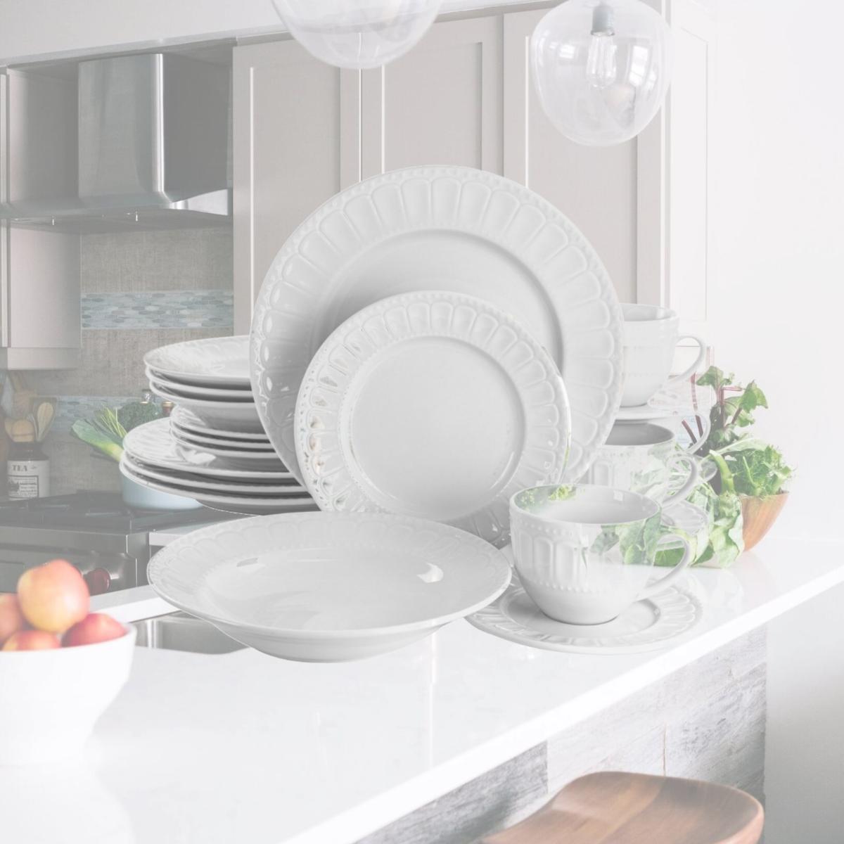 Picture of Elama EL-CHARLOTTE Charlotte Porcelain Dinnerware Set, White - 20 Piece