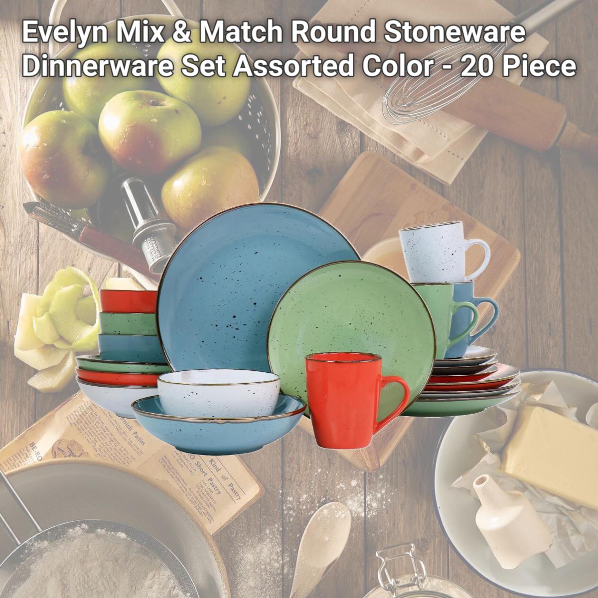 Picture of Elama ELM-EVELYN Evelyn Mix & Match Round Stoneware Dinnerware Set, Assorted Color - 20 Piece