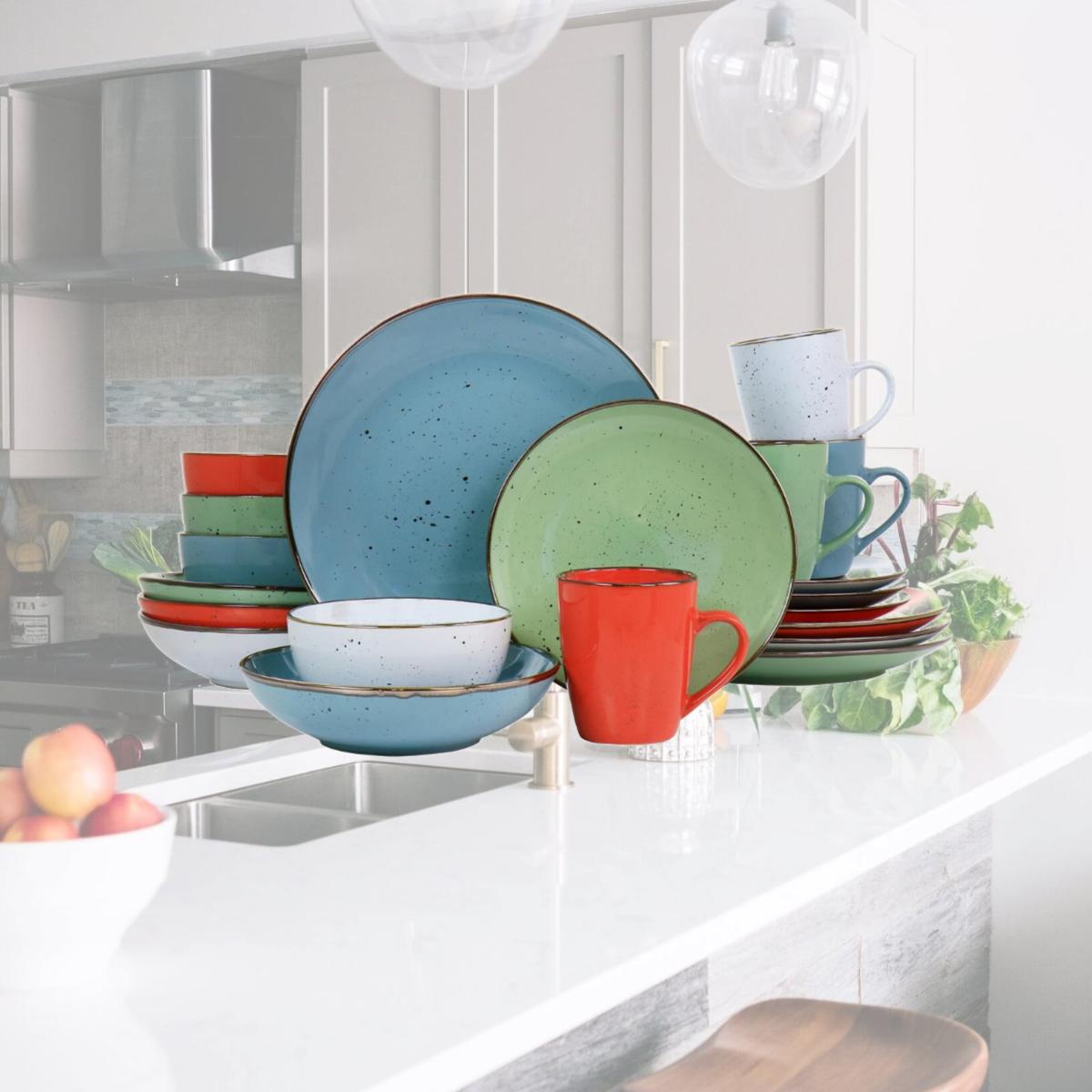 Picture of Elama ELM-EVELYN Evelyn Mix & Match Round Stoneware Dinnerware Set, Assorted Color - 20 Piece