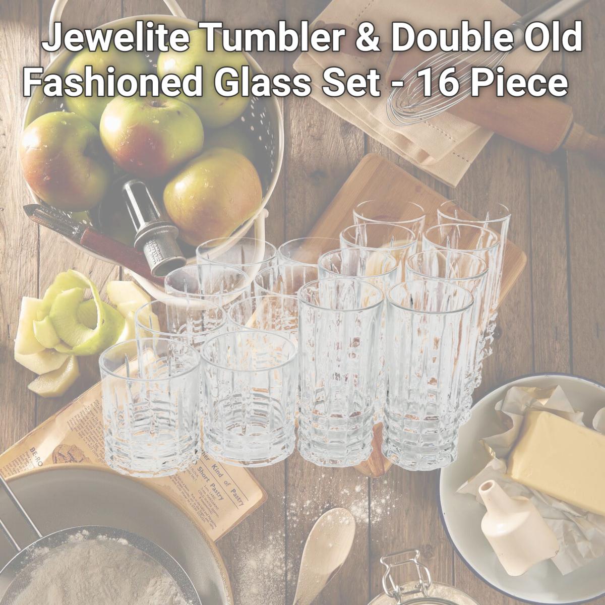 Picture of Gibson Home 116962.16 Jewelite Tumbler & Double Old Fashioned Glass Set - 16 Piece