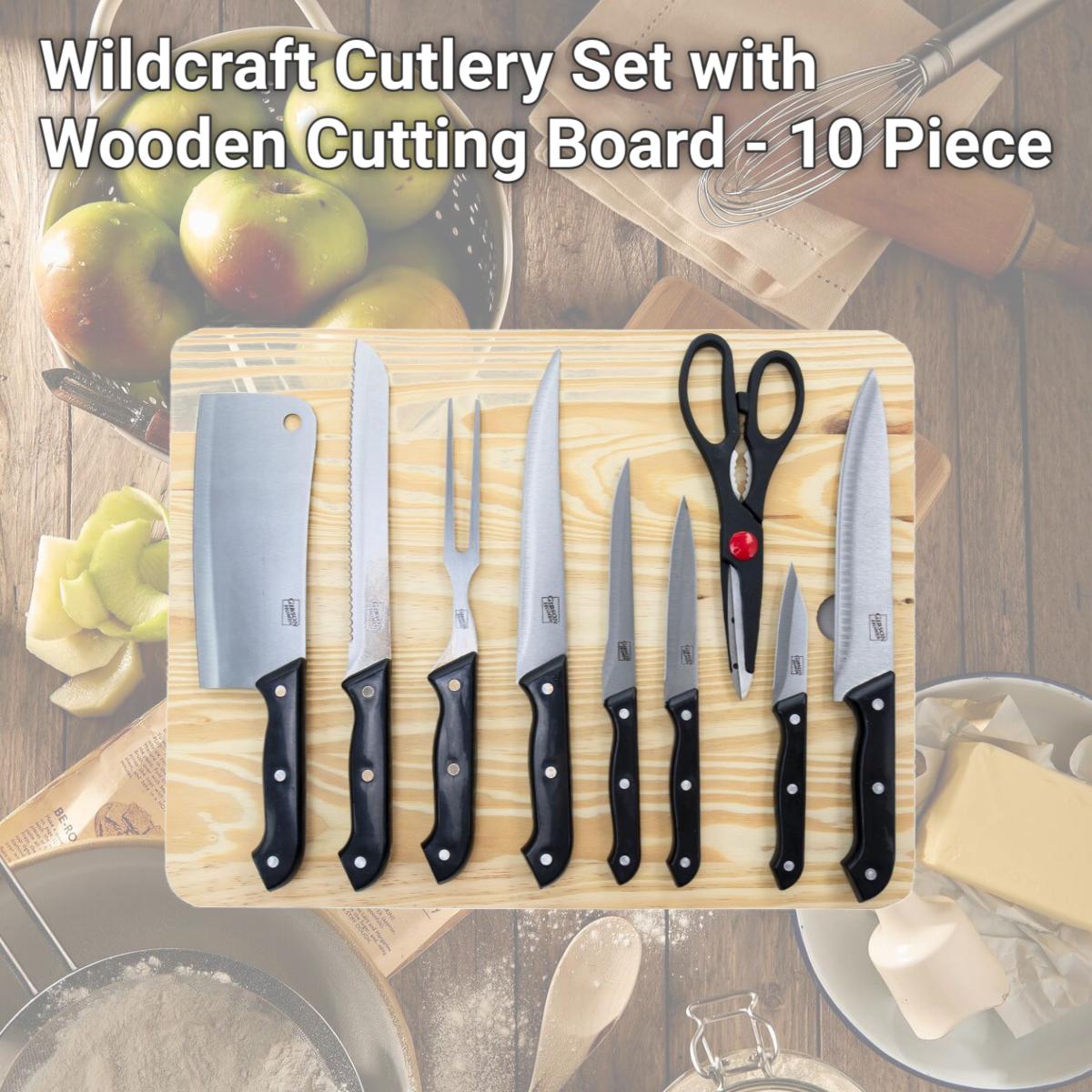 Picture of Gibson Home 127515.1 Wildcraft Cutlery Set with Wooden Cutting Board - 10 Piece