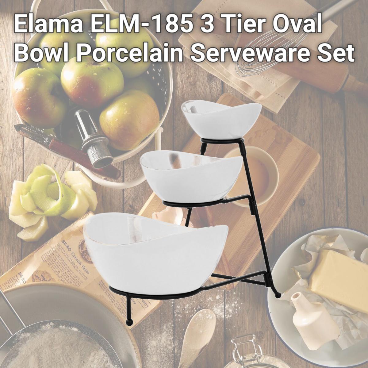 Picture of Elama ELM-185 3 Tier Oval Bowl Porcelain Serveware Set