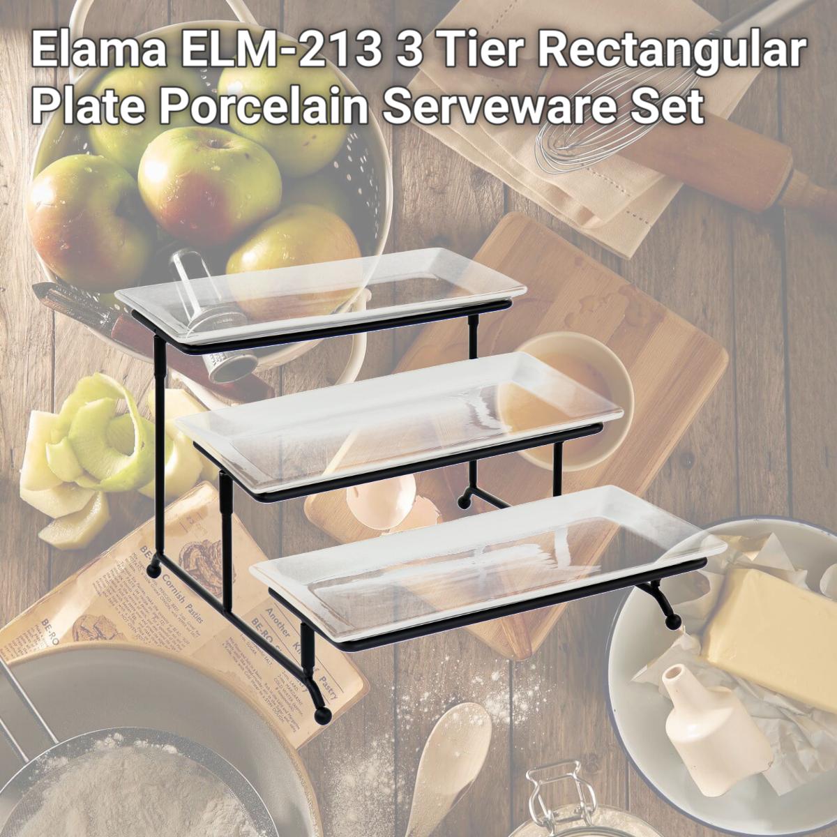 Picture of Elama ELM-213 3 Tier Rectangular Plate Porcelain Serveware Set