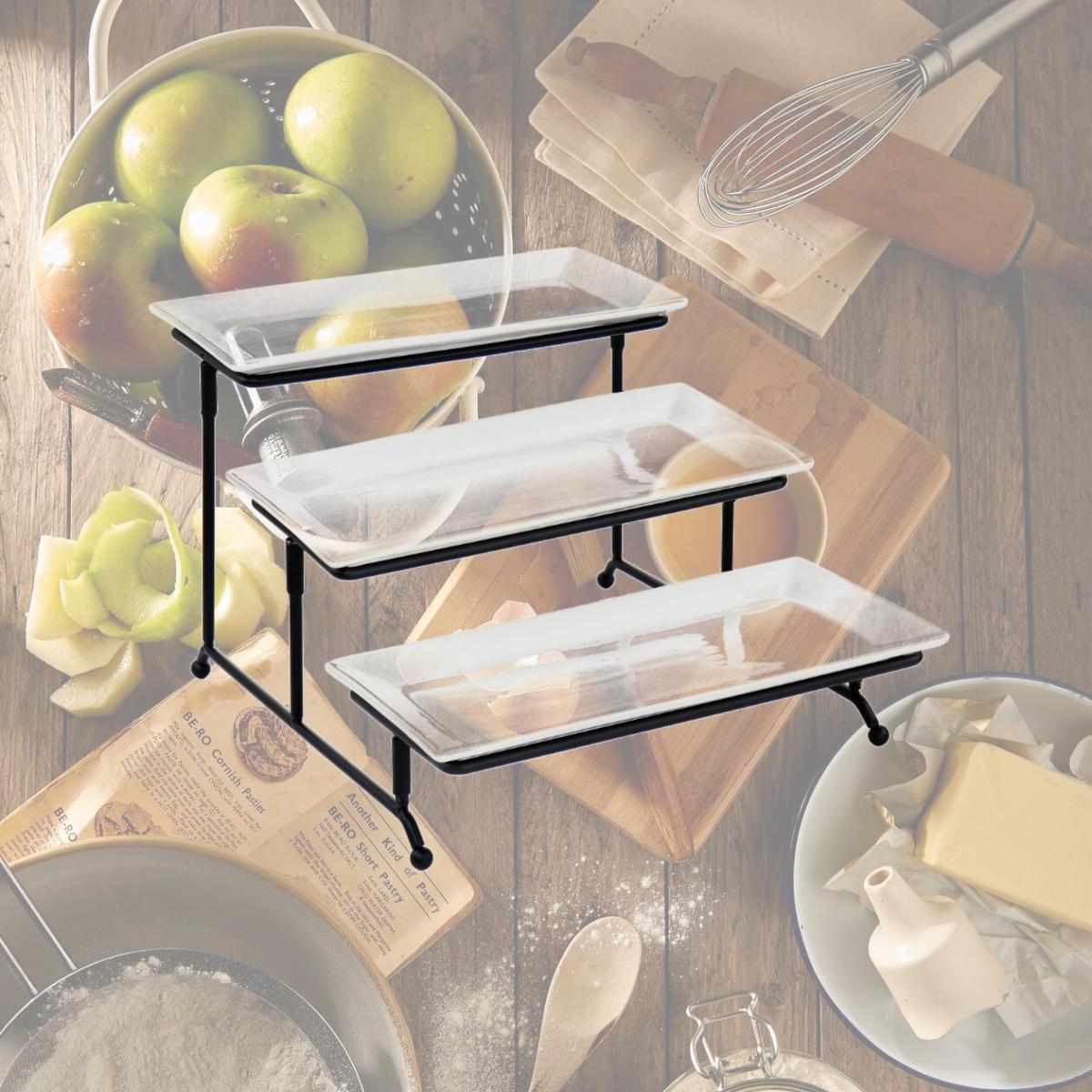 Picture of Elama ELM-213 3 Tier Rectangular Plate Porcelain Serveware Set