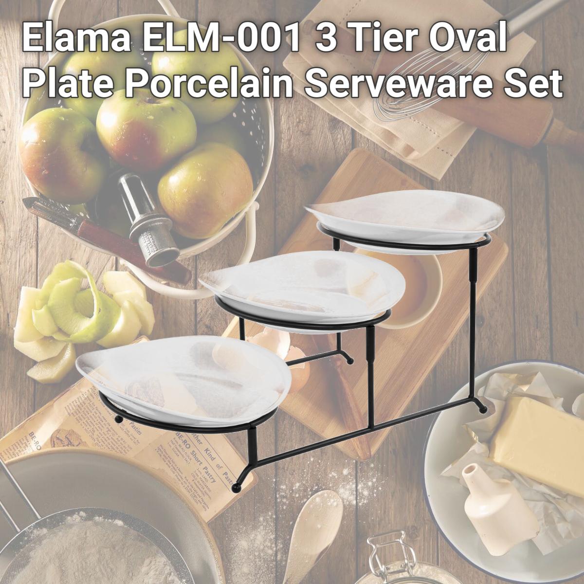 Picture of Elama ELM-001 3 Tier Oval Plate Porcelain Serveware Set