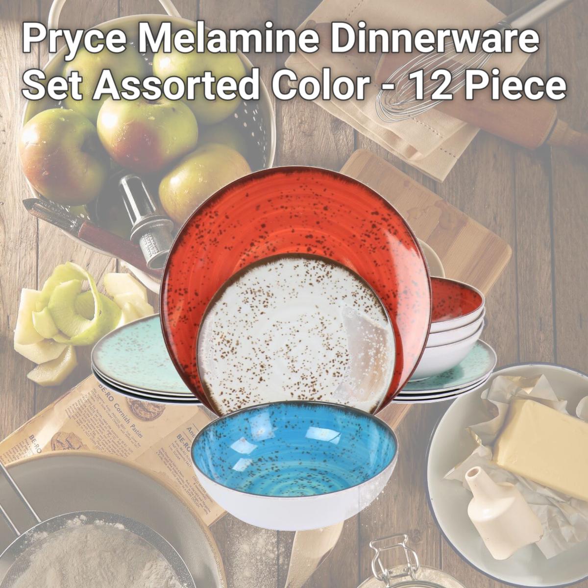 Picture of Elama EL-PRYCE Pryce Melamine Dinnerware Set, Assorted Color - 12 Piece