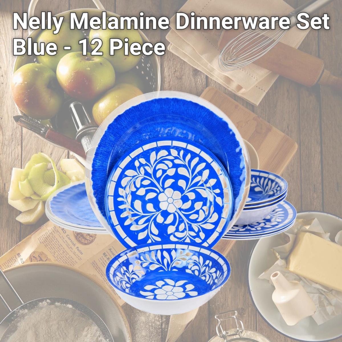 Picture of Elama EL-NELLY Nelly Melamine Dinnerware Set, Blue - 12 Piece