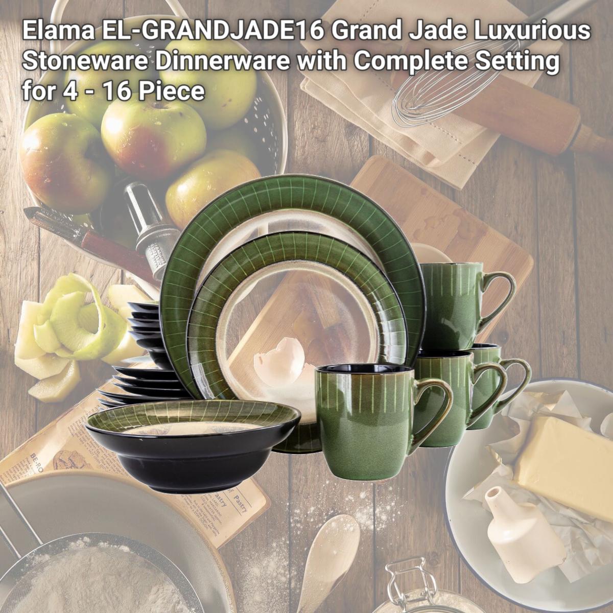 Picture of Elama EL-GRANDJADE16 Grand Jade Luxurious Stoneware Dinnerware with Complete Setting for 4 - 16 Piece